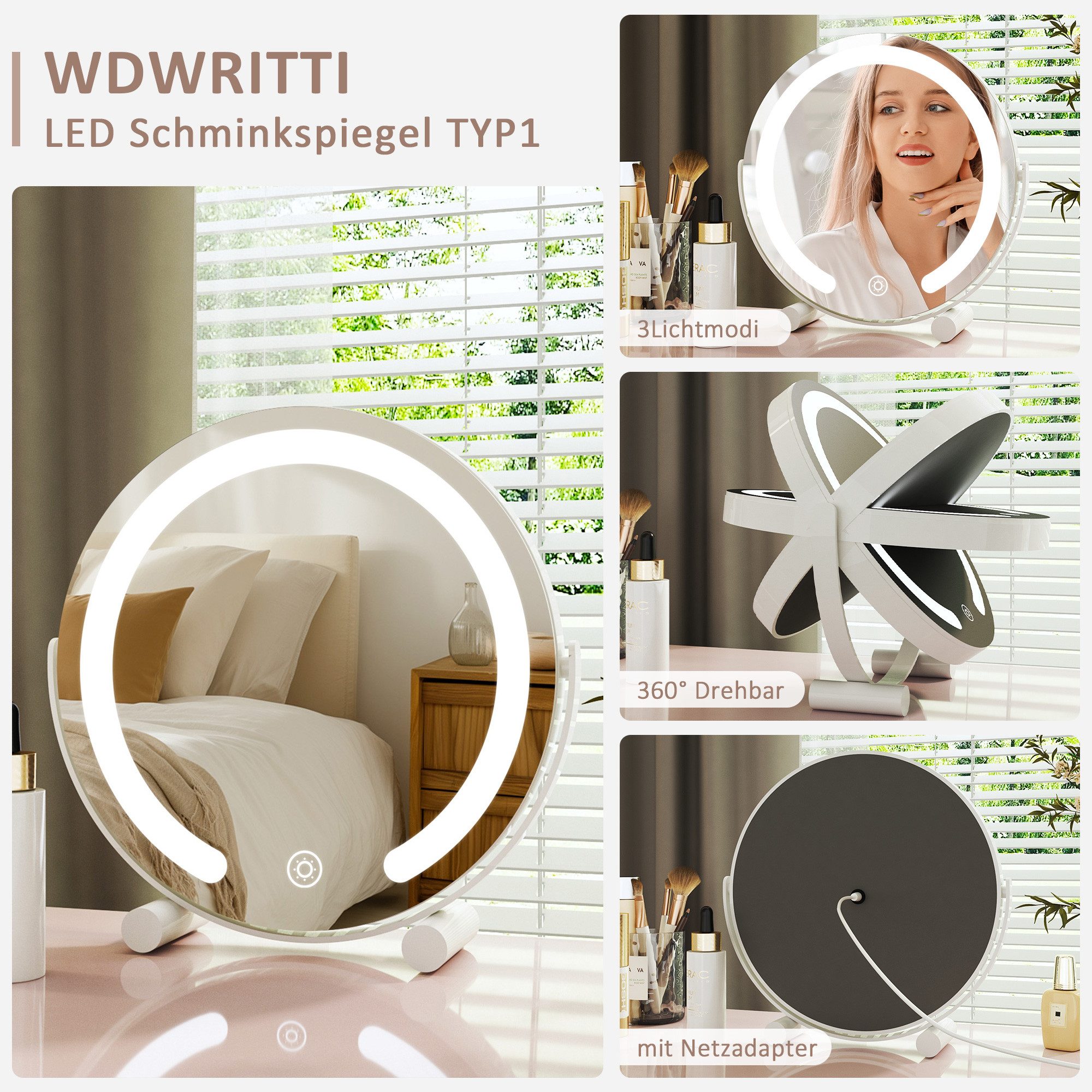 WDWRITTI Schminkspiegel mit Beleuchtung für tisch günstig online kaufen