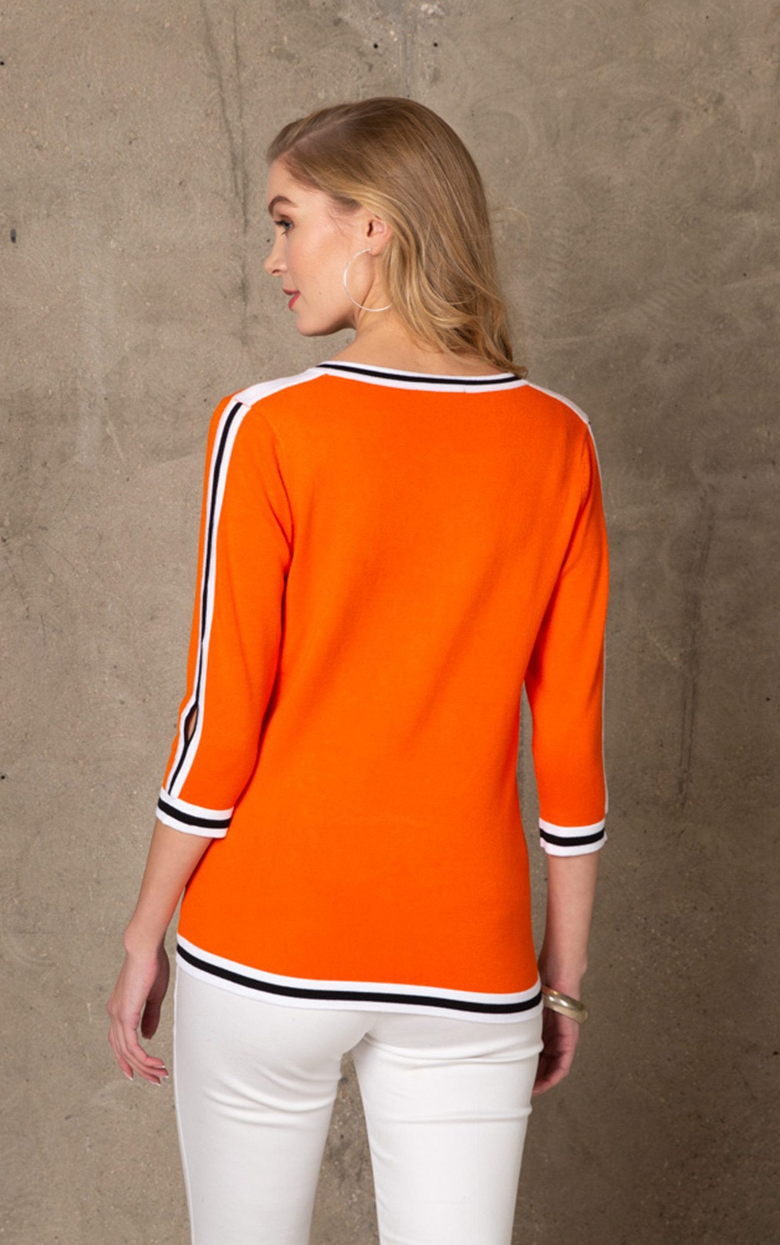 Passioni 3/4 Arm-Pullover mit Schwarz-Weißen Details günstig online kaufen