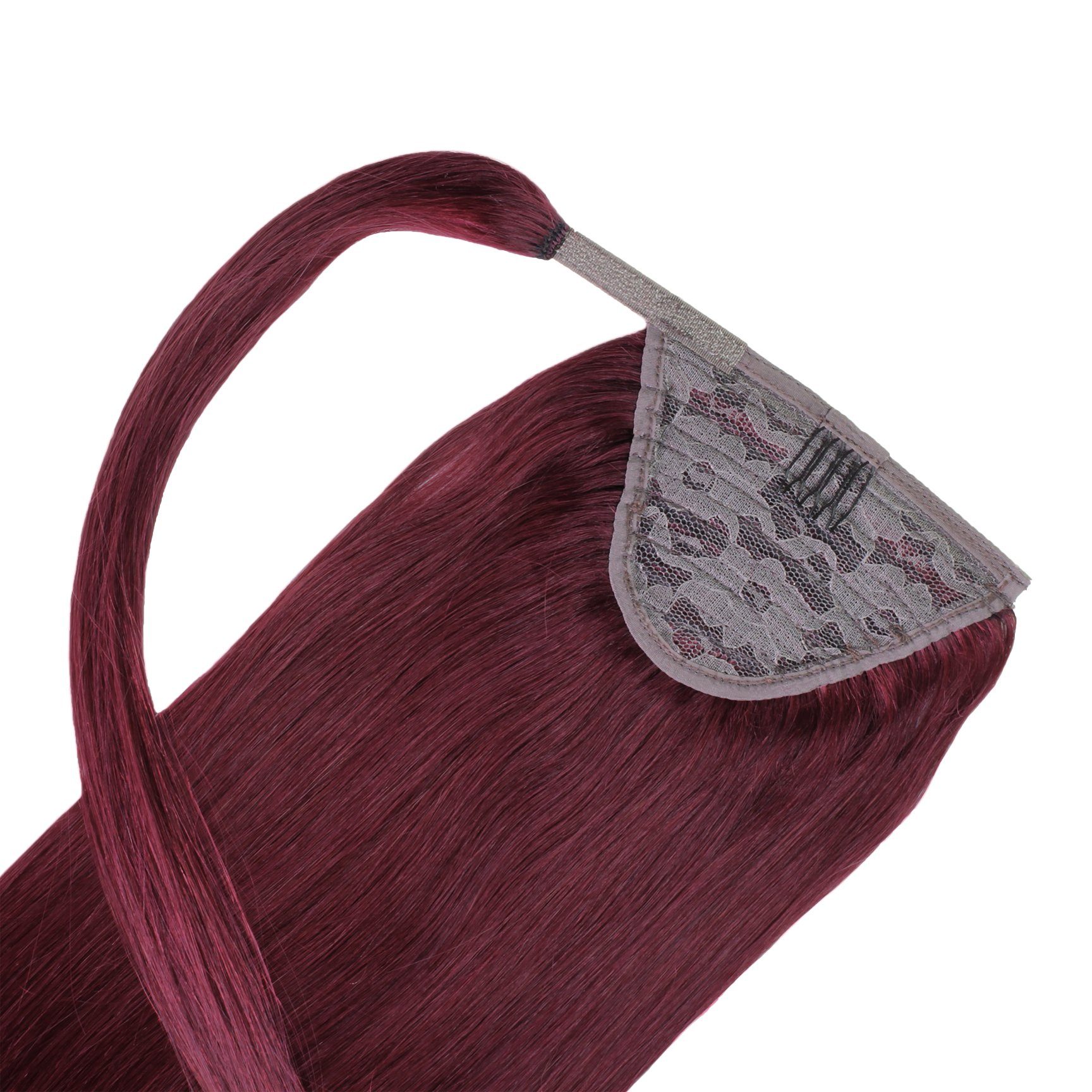 hair2heart Echthaar-Extension Premium Ponytail #55/66 Hellbraun Violett 50cm