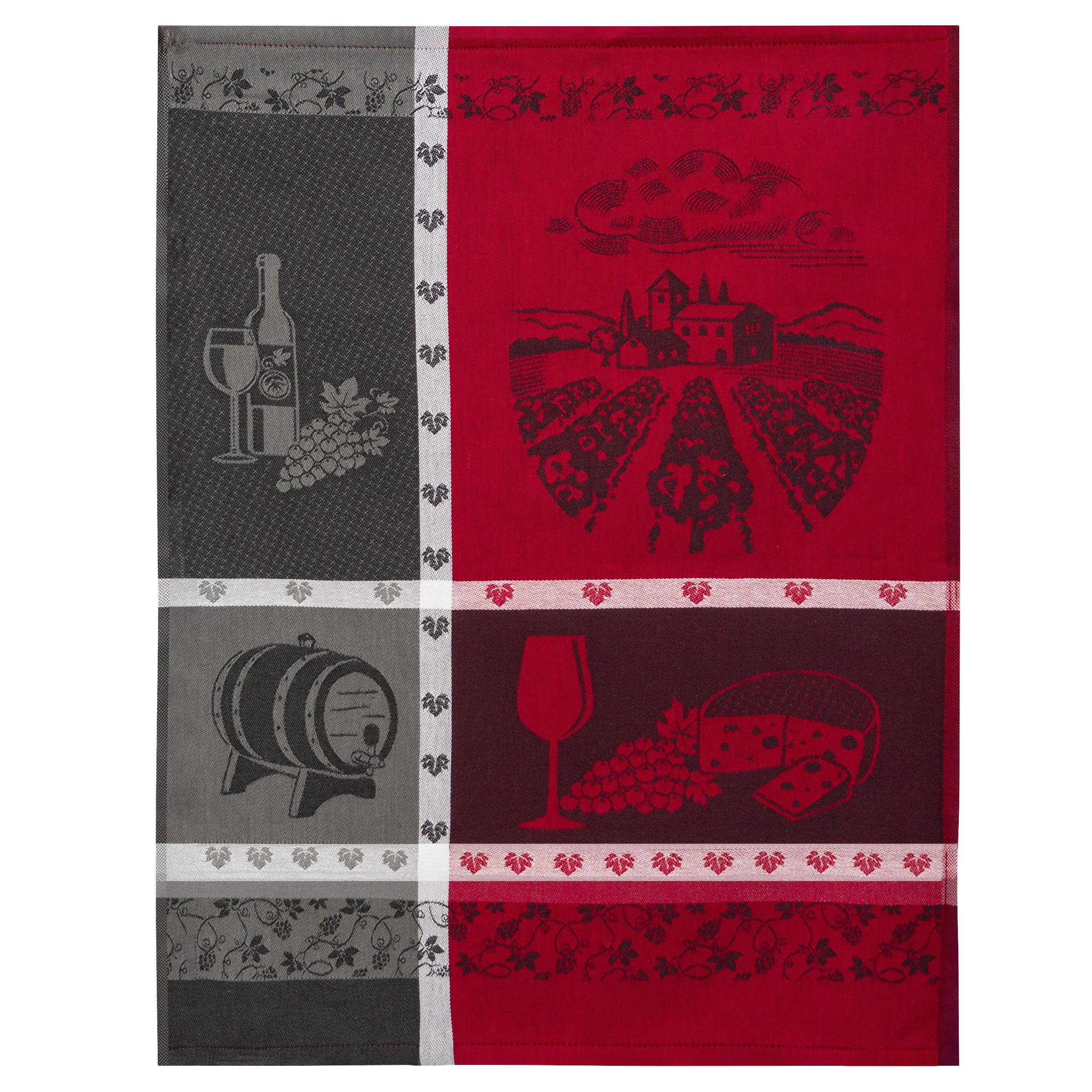 ROSS Geschirrtuch, Wein, Weinberge, Trauben, grau-bordeaux günstig online kaufen
