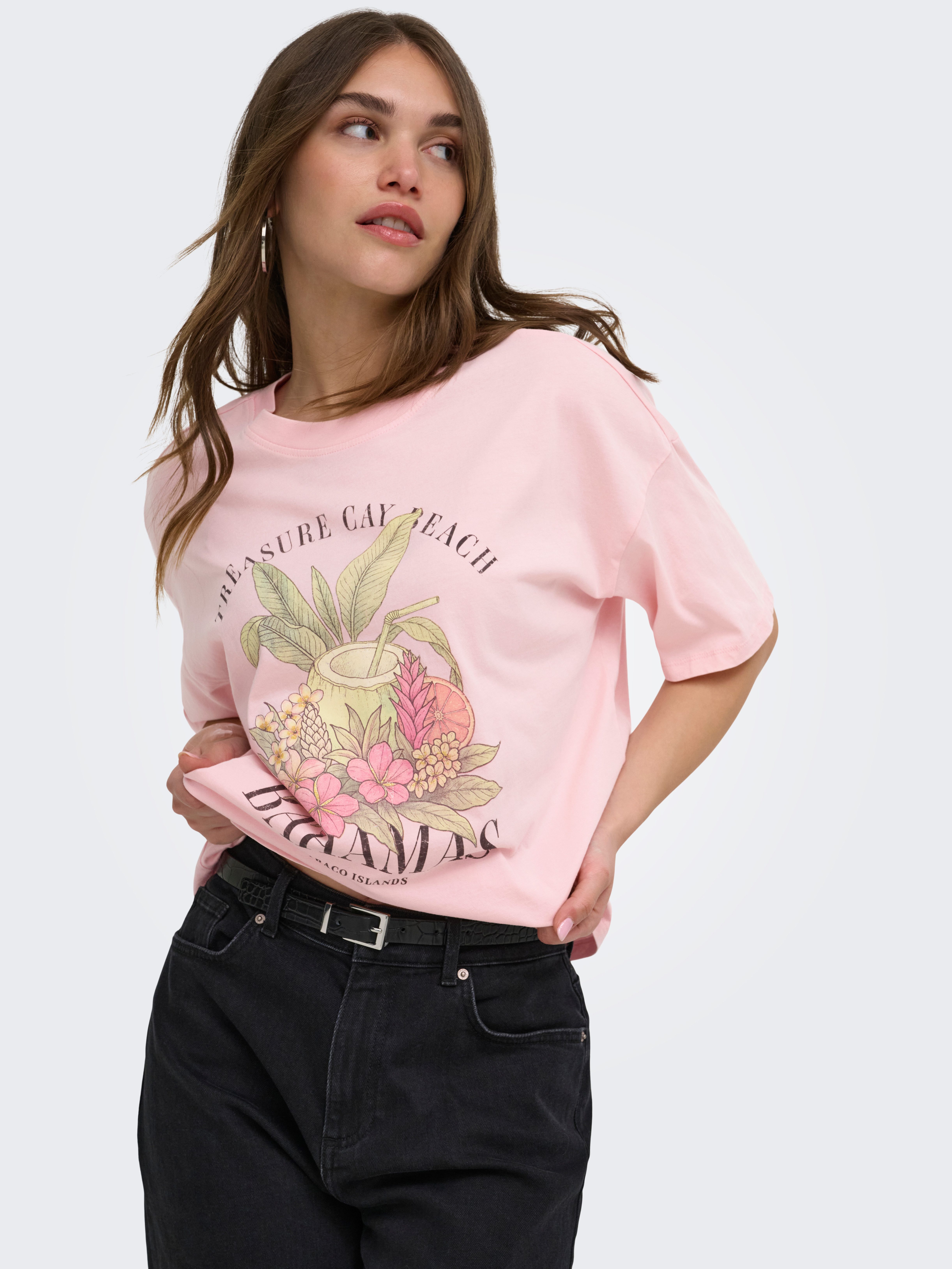 ONLY Kurzarmshirt ONLLUCY BOXY S/S TOP JRS Baumwolle, Rundhals