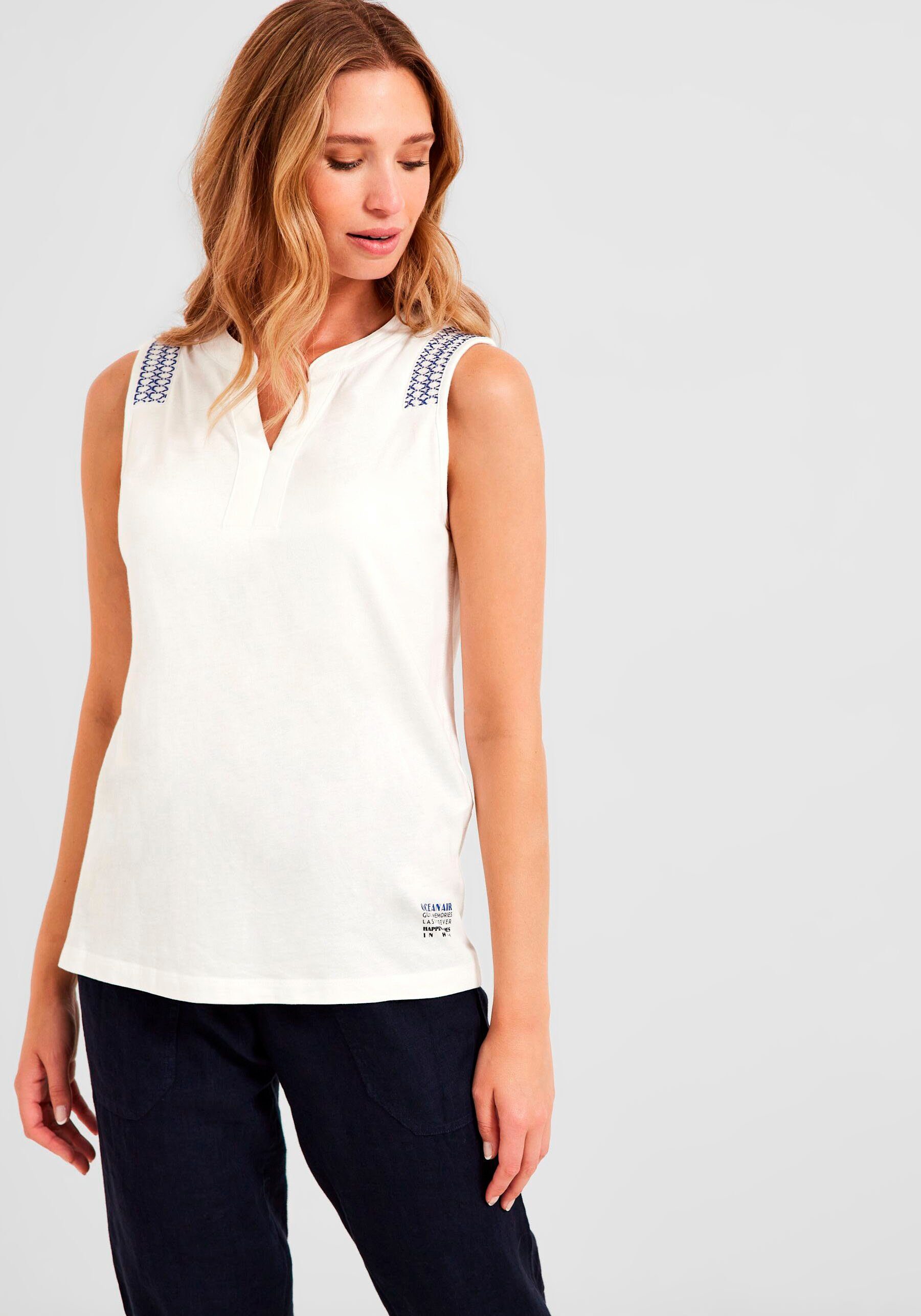 Cecil Shirttop mit Motto-Druck am Rumpfabschluss vanille white