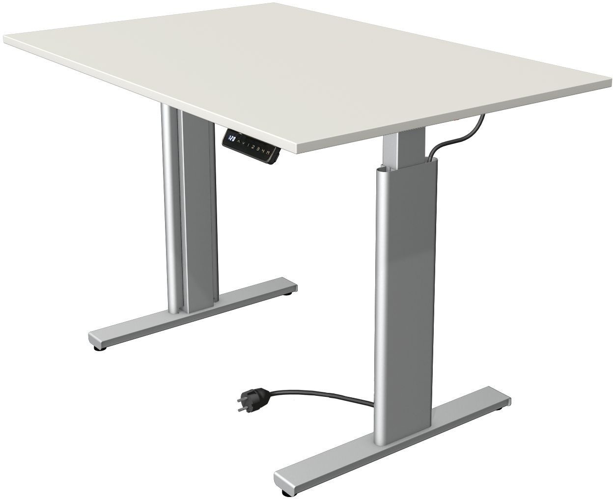 KERKMANN Schreibtisch Sitz-/Stehtisch Move 3 BxTxH 120x60x72-120cm silber/weiß