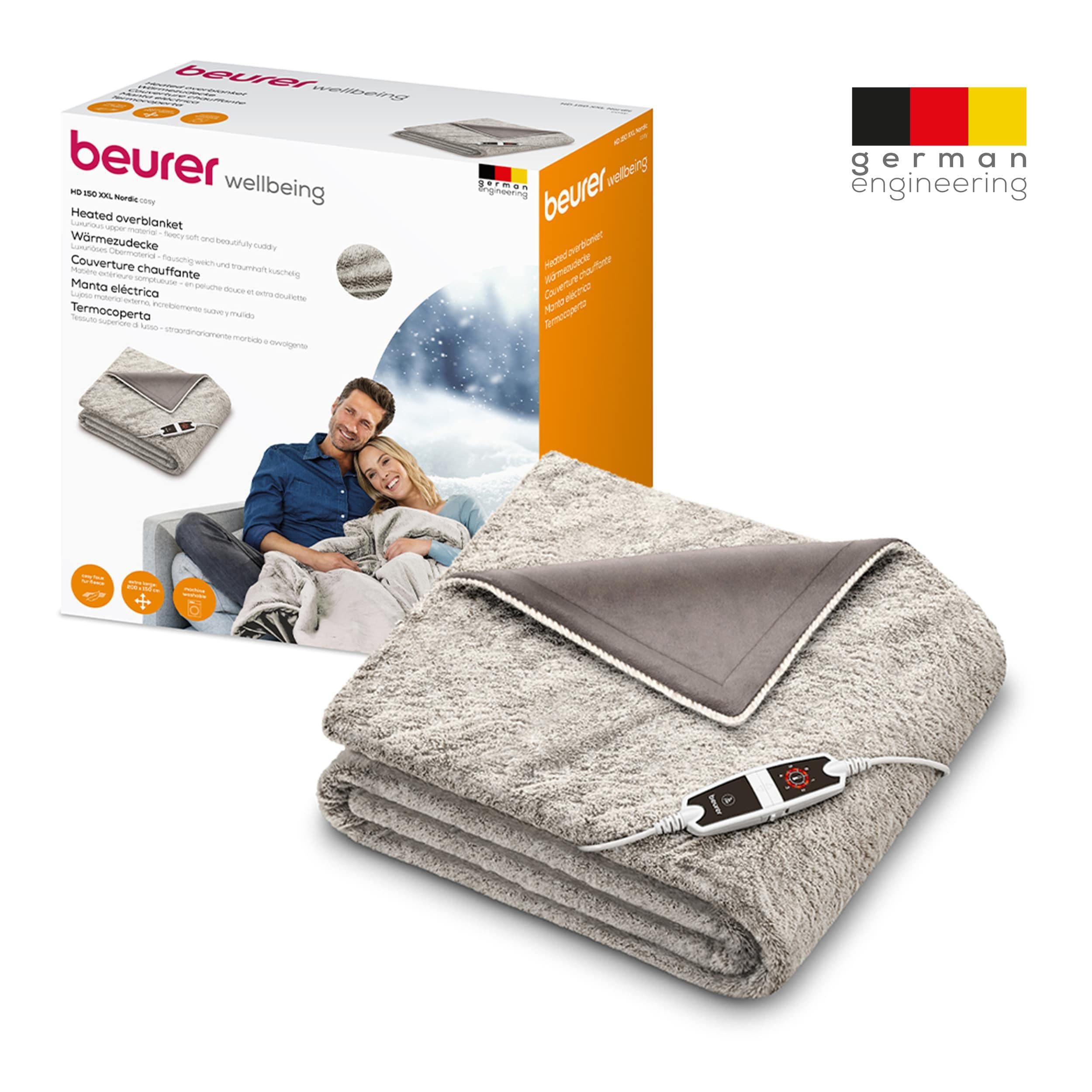 BEURER Heizdecke HD 150 taupe XXL, elektrische Wärmedecke zum Einkuscheln, 6 Temperaturstufen, kuscheliges Material, maschinenwaschbar