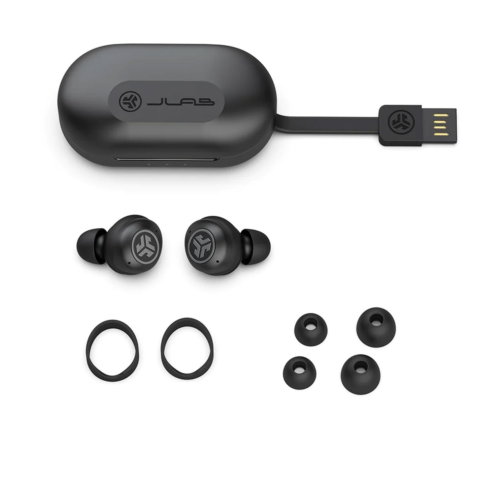 Jlab Earbuds (TWS, Wireless True Ladecase, EQ3-Sound) IP55, Air Pro In-Ear-Kopfhörer JBuds