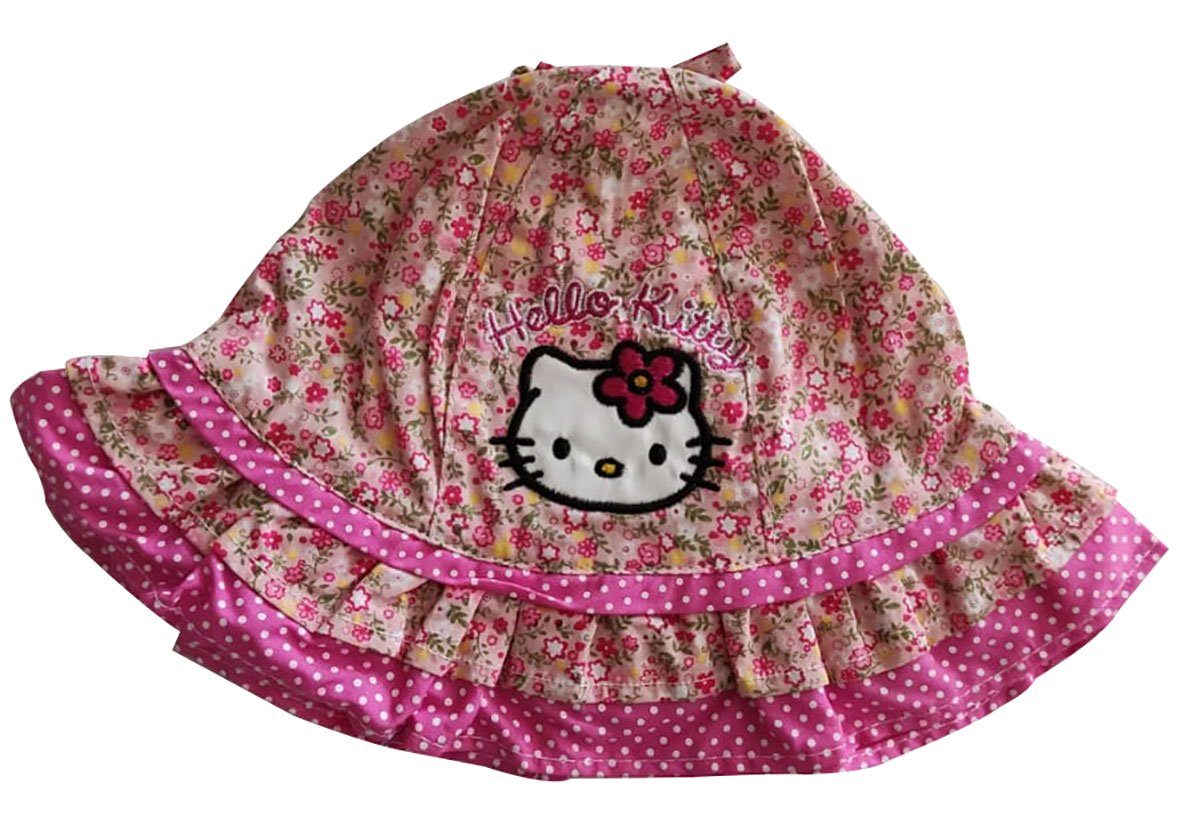 Sun City Schirmmütze Hello Kitty Mädchen Sonnenhut, Kappe, Mütze pink-rosa mit Blumen, Gr.5