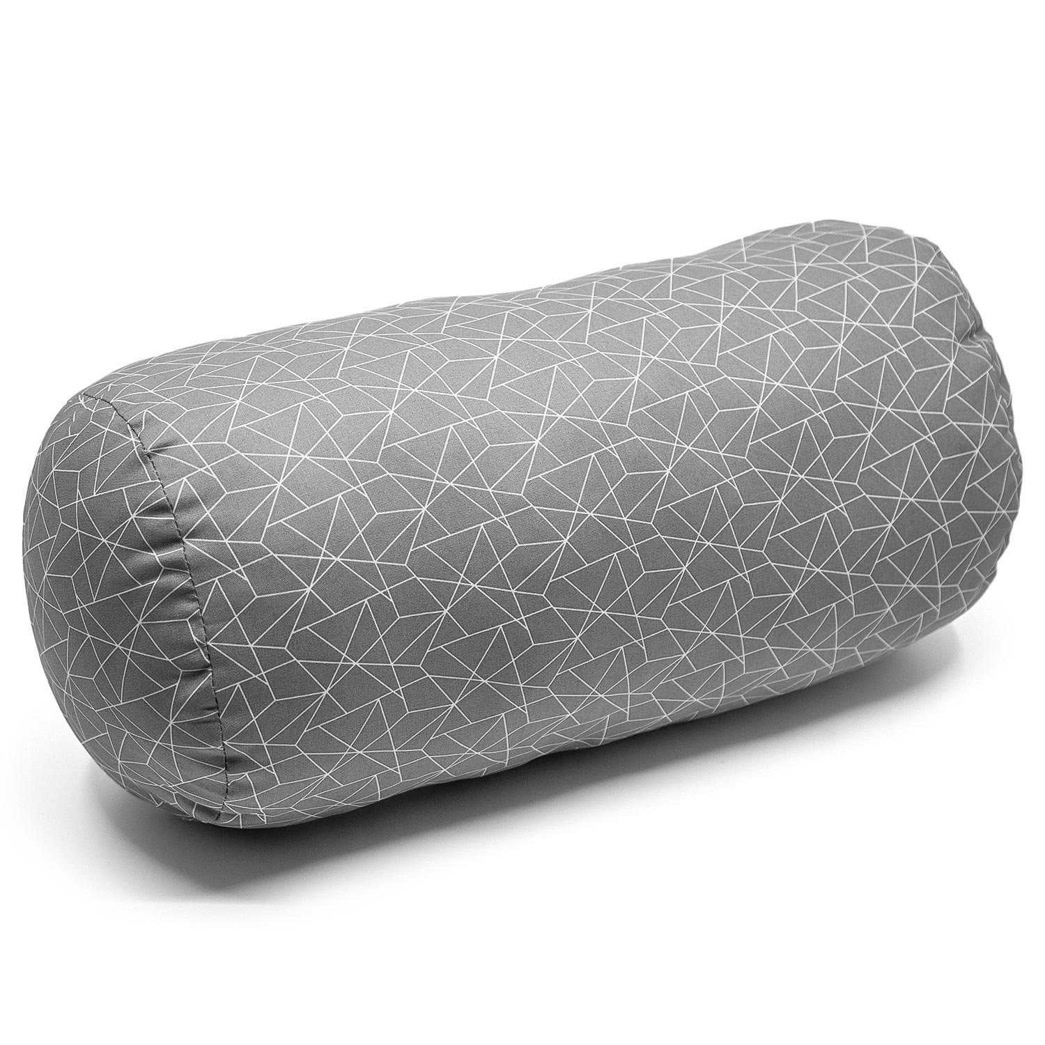 Landwiesen Nackenstützkissen Leserolle Nackenkissen Nackenrolle Grau mit Netzmuster 39 x 17 cm, Füllung: 100% HCS-Kugelfaser, entlastet Kopf-, Nacken- und Schulterbereich