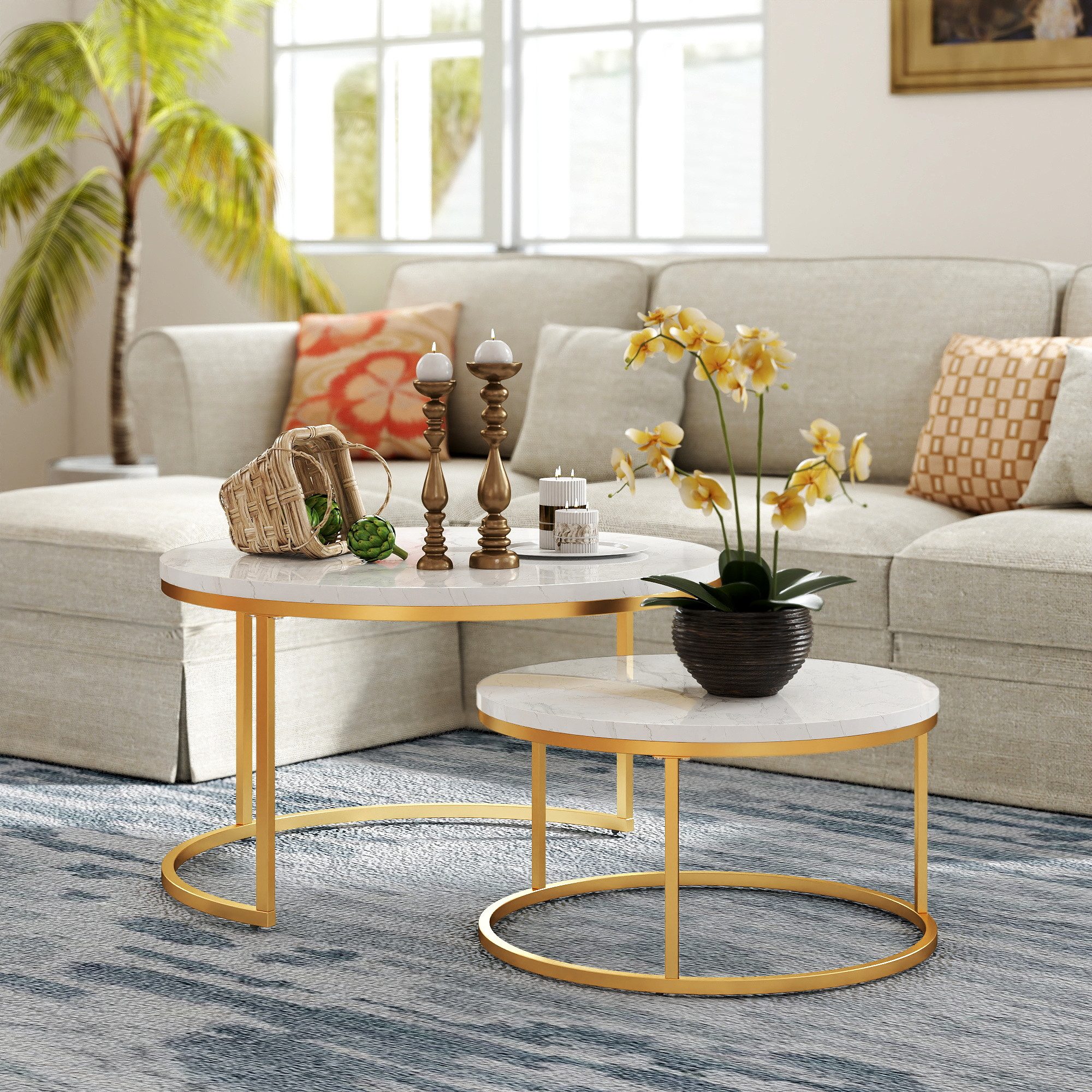 HAUSS SPOLE Couchtisch 2er-Satztisch Beistelltisch stapelbarer Sofatisch mi günstig online kaufen