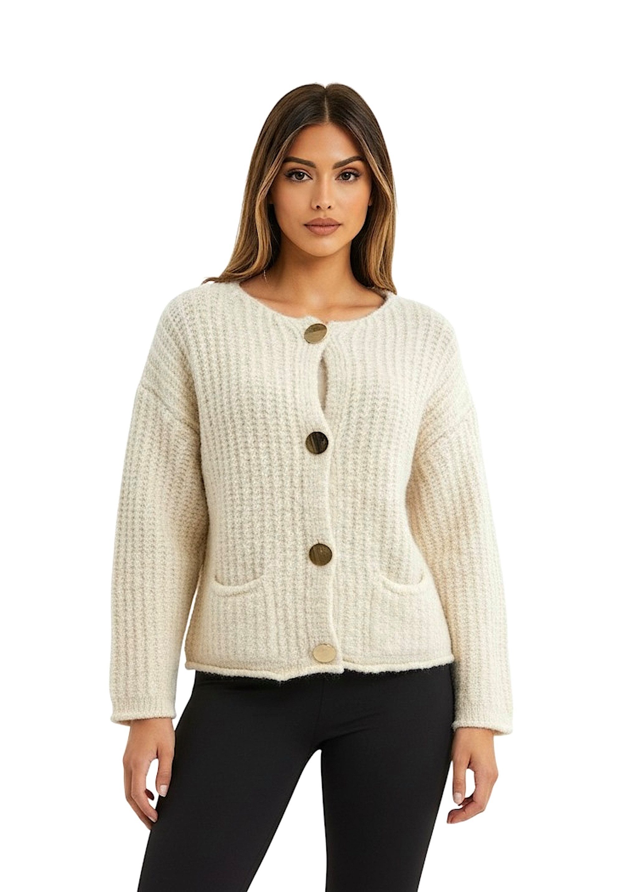Worldclassca Cardigan WORLDCLASSCA Damen Oversize Cardigan Strickjacke mit Knöpfen Fashion Neue Kollektion - Stilvolle und gemütliche Strickmode für Damen