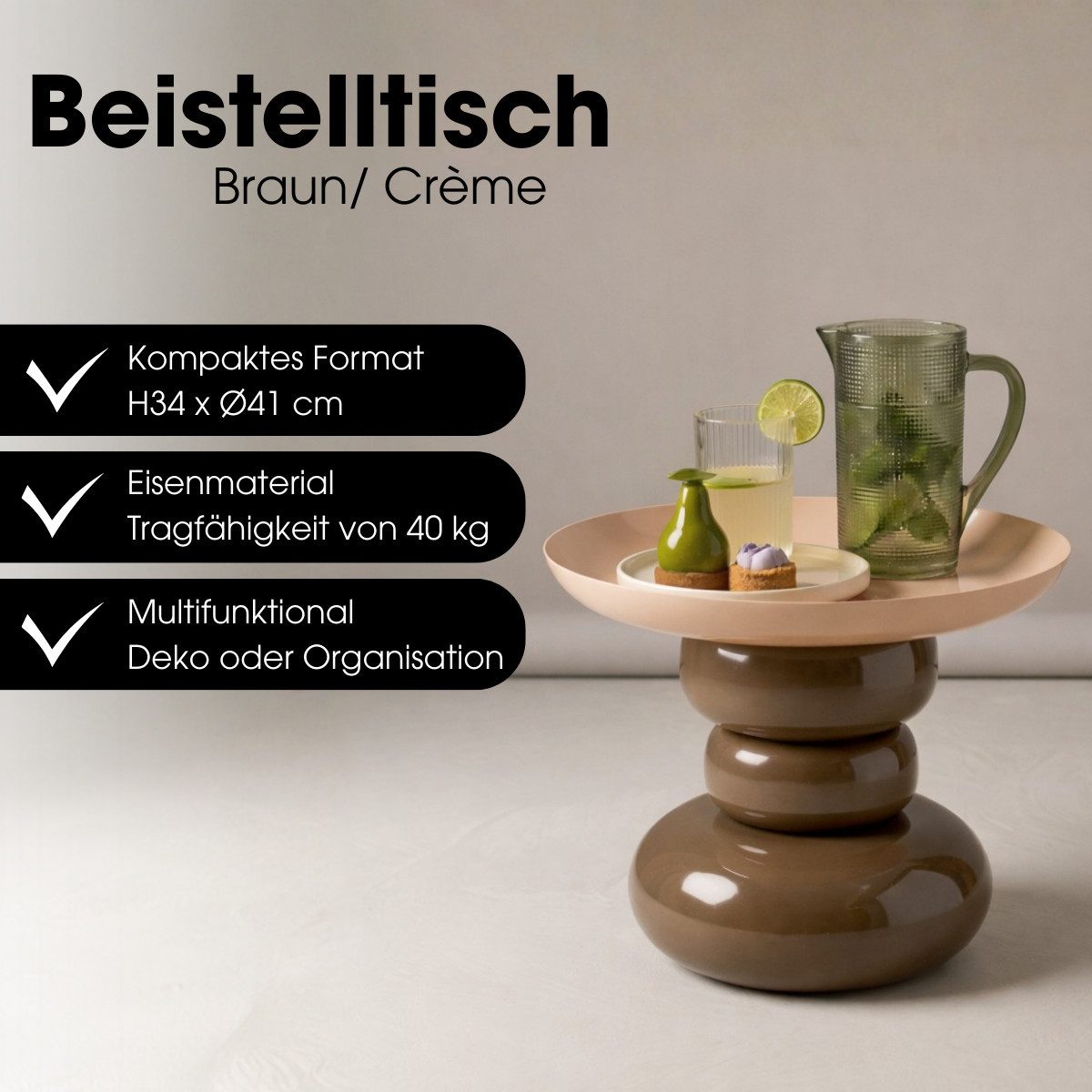 Mica Decorations Beistelltisch Mica Decorations Zita Beistelltisch rund – Wohnzimmer Tisch