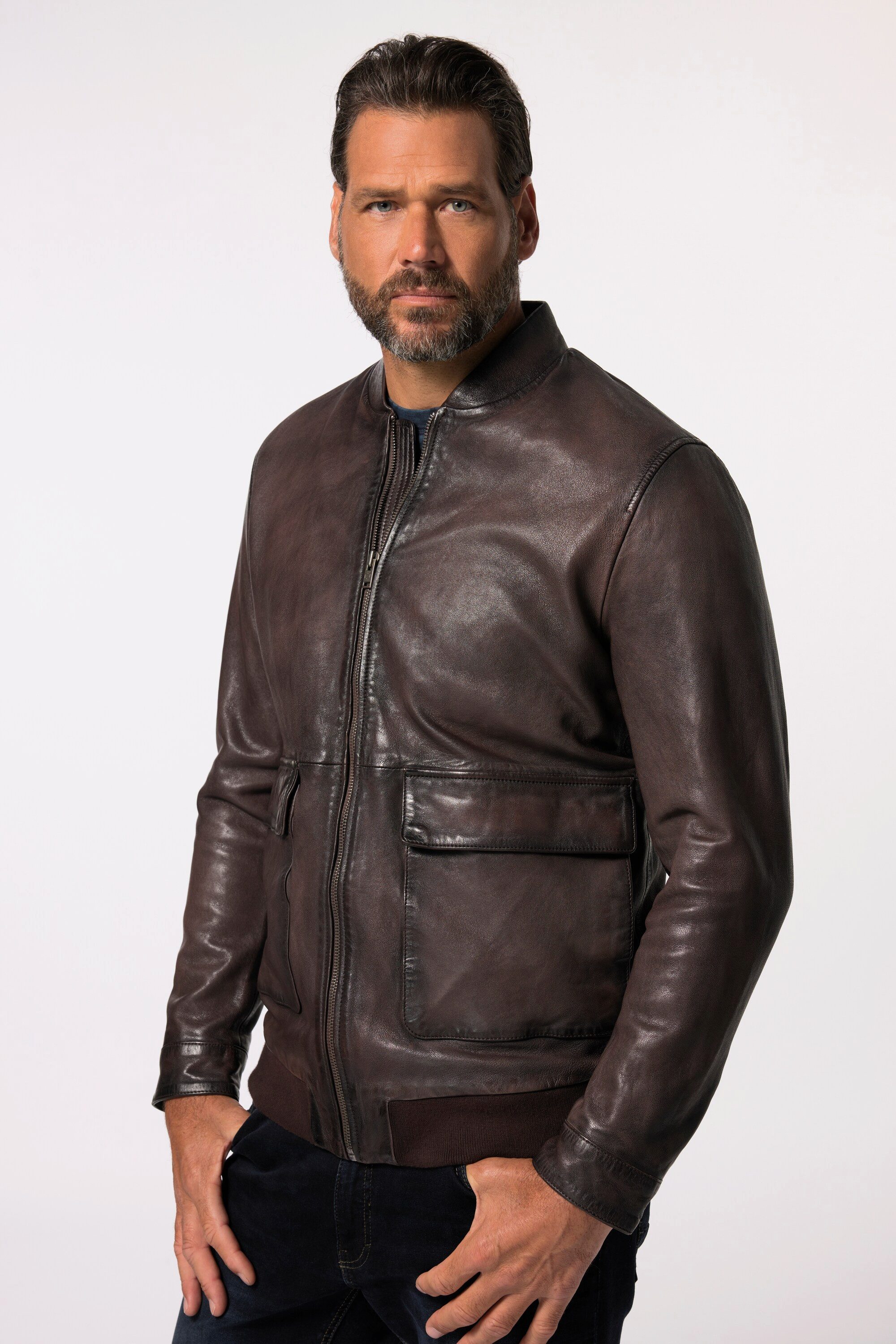JP1880 Lederjacke JP 1880 Lederjacke Leder Lammnappa Collegekragen