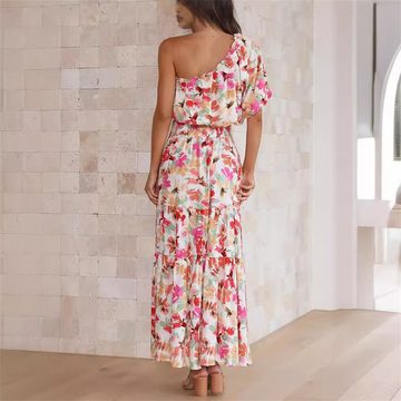 RUZU UG Dirndl Top Kleid zweiteiliger Anzug Sommer Damen bedruckte Mode
