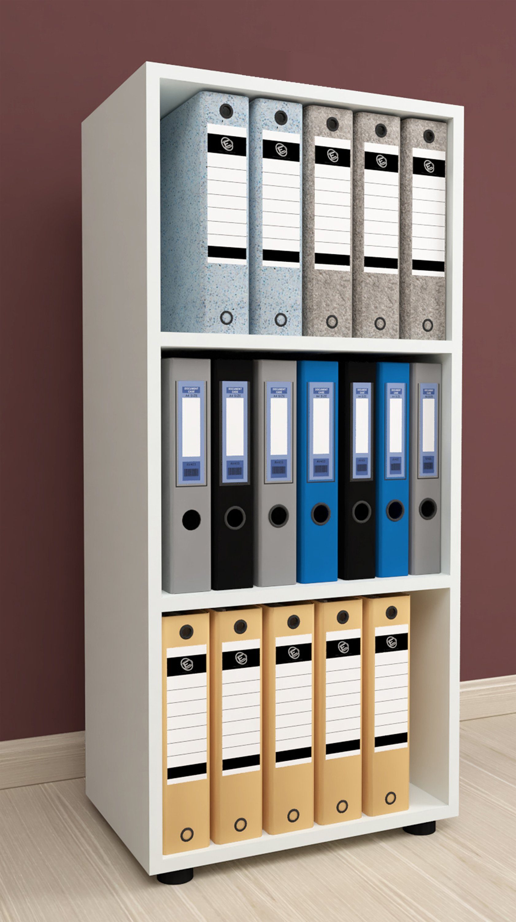 VCM Standregal Ulas B. 49 x T. 32 x H. 108 cm, Offener Stauraum für Ordner, Akten und Bücher, 3 Fächer, Holzwerkstoff – Bild 3 von 4