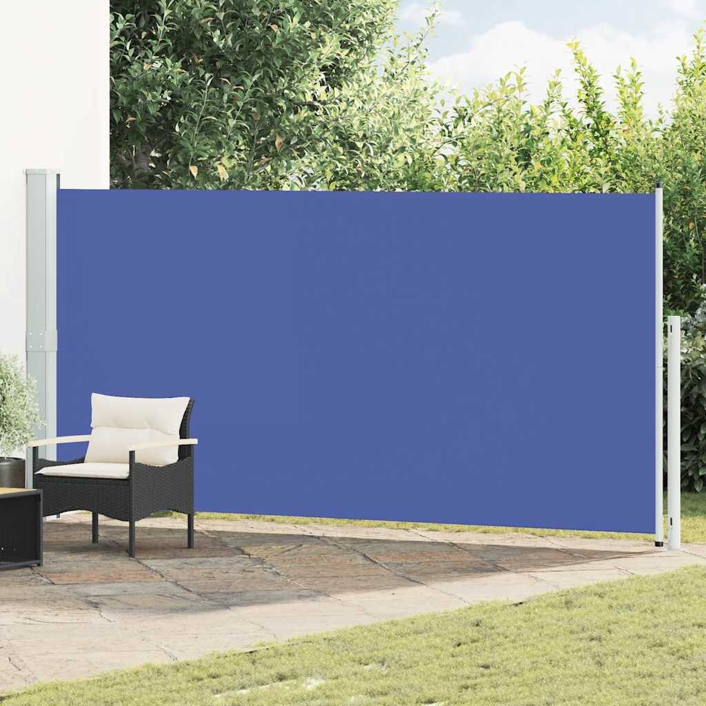 Markise Seitenmarkise 180 x (0-500) cm in Blau und Grau mit UV-Schutz
