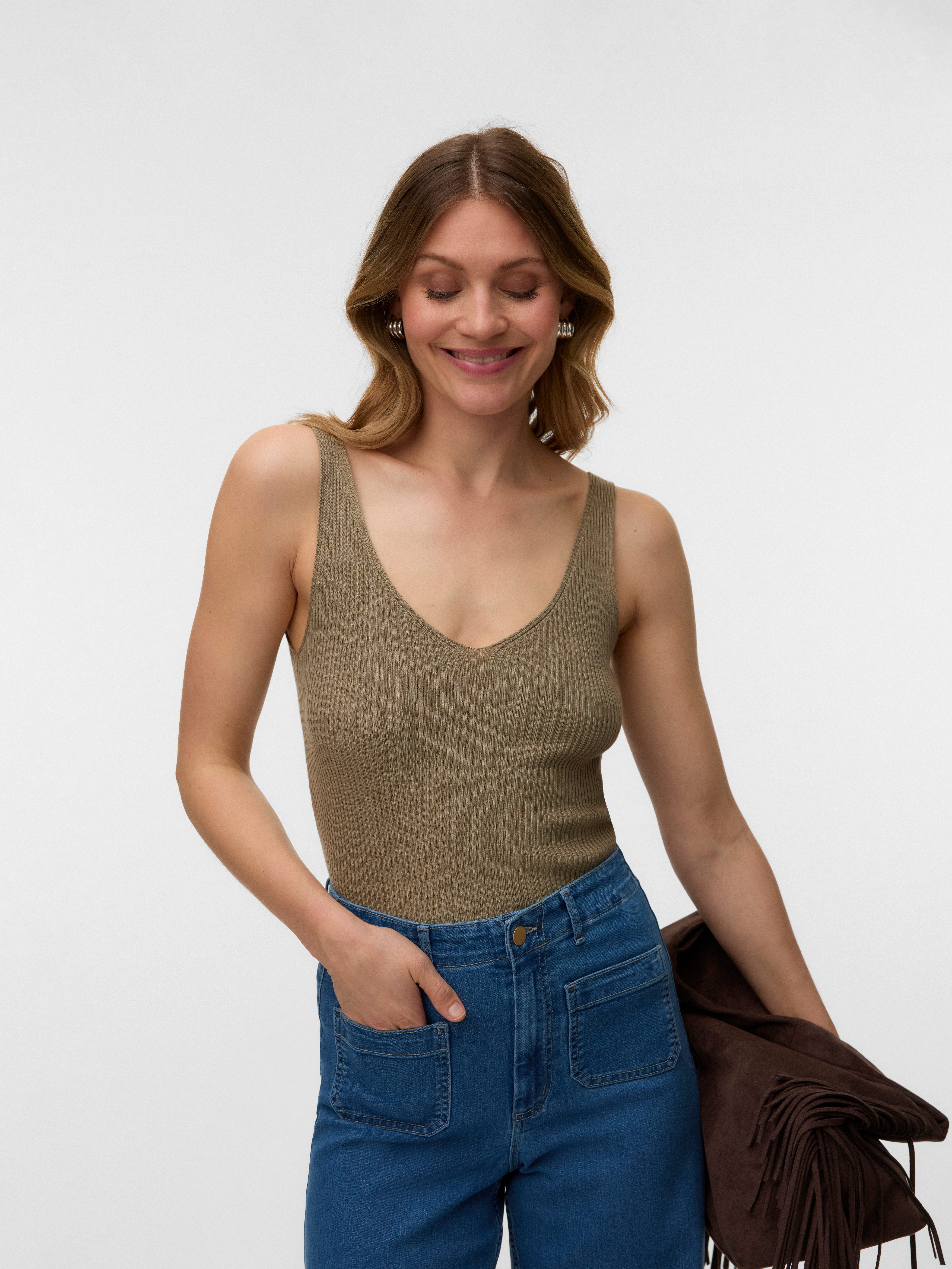 Vero Moda Stricktop VMGLORY SL RIB TOP Viskosemischung