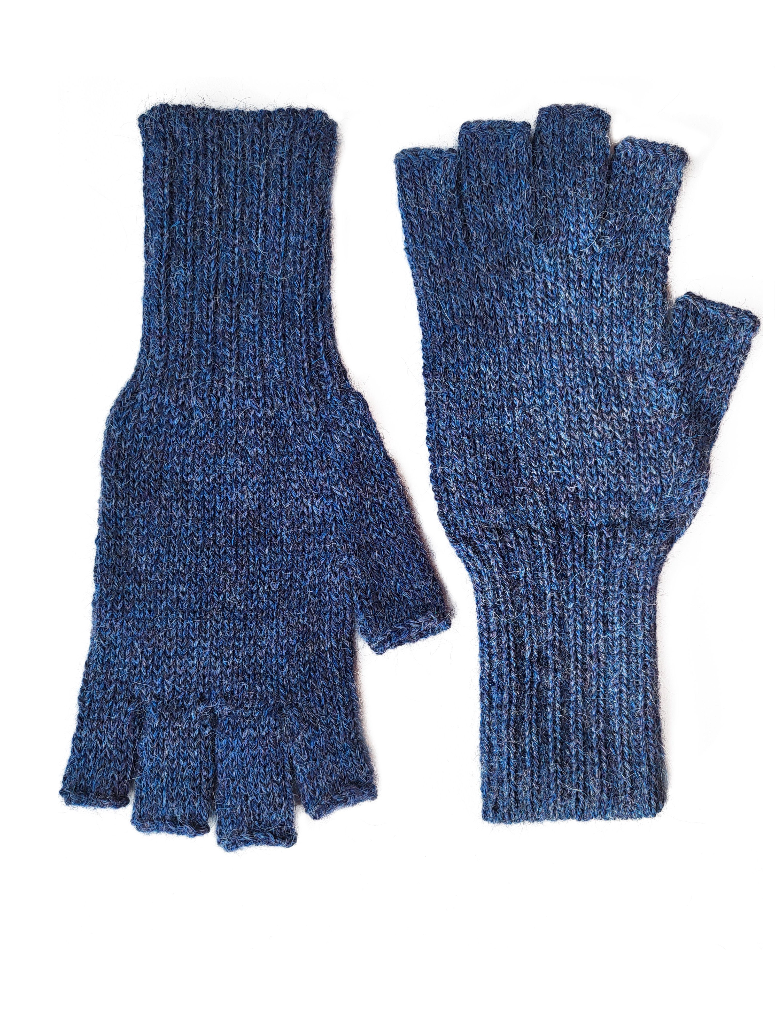 Posh Gear Strickhandschuhe Guantiless Alpaka Halb-Fingerhandschuhe dunkel blau