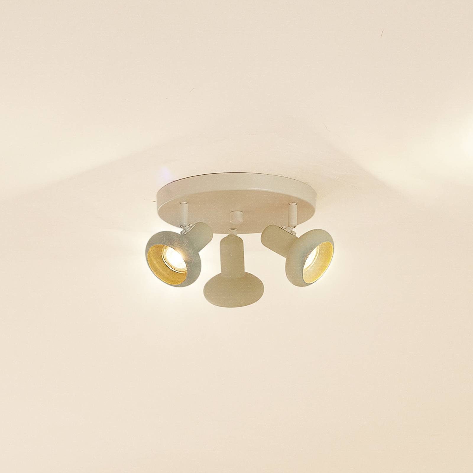 Lindby Deckenstrahler Huby, Metall, Creme IP20, 3 x 10 W LED