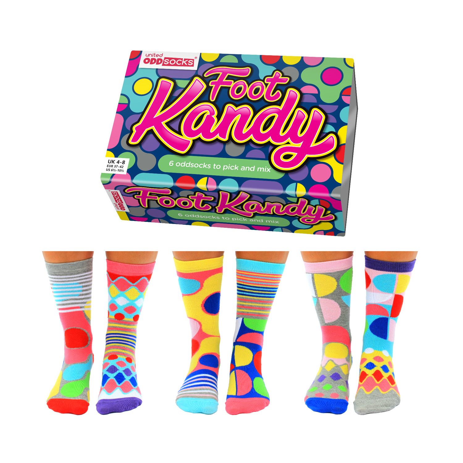 United Oddsocks Freizeitsocken Foot Kandy Oddsocks Socken in 37-42 im 6er Set