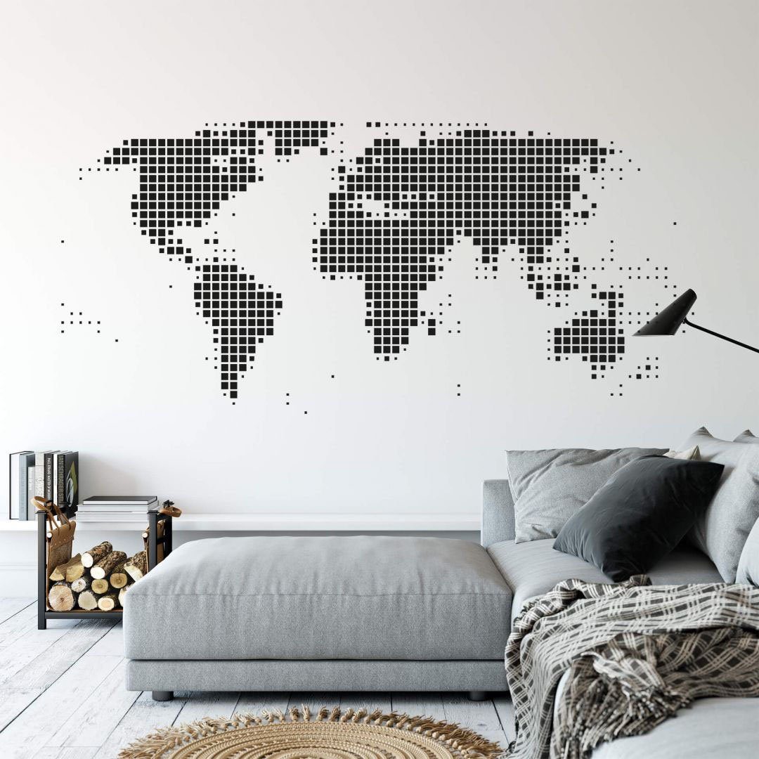 Wall-Art Wandtattoo (1 St) Punkte abstrakt Dots Weltkarte