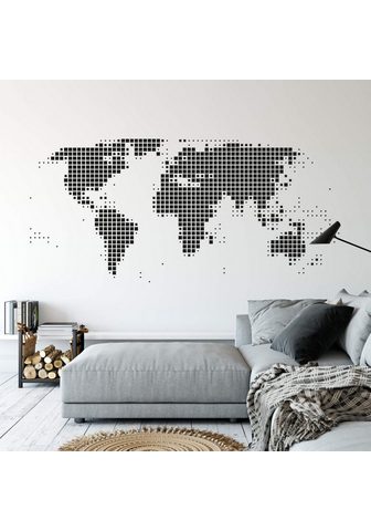 Wall-Art Wandtattoo »Punkte Weltkarte abstrakt ...