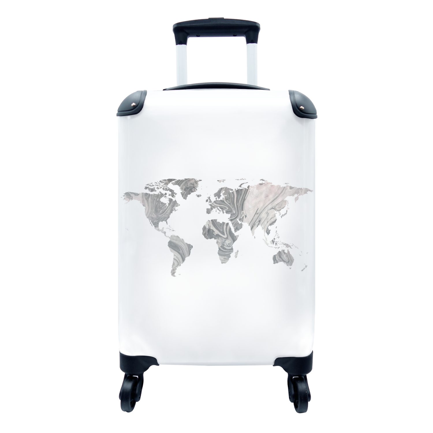 Reisetasche Trolley, Farbe Rollen, Handgepäck MuchoWow - Handgepäckkoffer 4 - Marmor, für mit Ferien, rollen, Reisekoffer Weltkarte