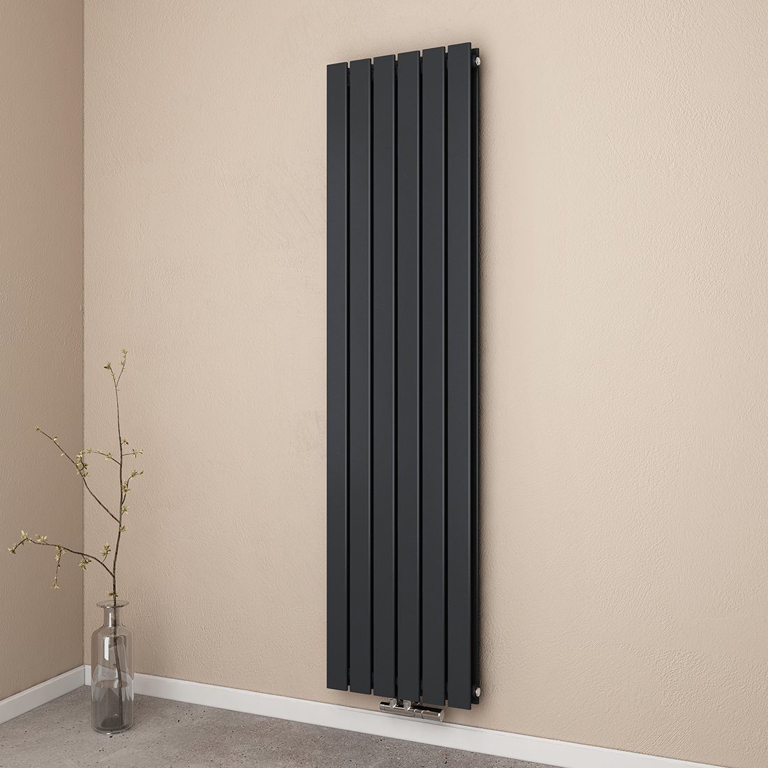 EMKE Heizkörper Flach Vertikal Doppellagig Design Paneelheizkörper Höhe: 160/180cm, 1624W für 15qm Raum Mittelanschluss Anthrazit