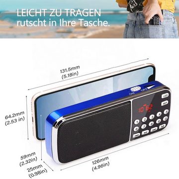 BEARSU »Kleines Radio mit Bluetooth, Kofferradio mit Heavy Bass Lautsprechern,Digital Radio mit Batterie Wiederaufladbare, LED-Taschenlampe« Steckdosen-Radio