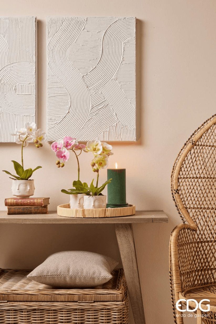 enzo de gasperi Dekovase Naturgetreue Orchideen H 40 cm in 3 Farben in Vase - nie mehr gießen! (verschiedene Größen können kombiniert werden)