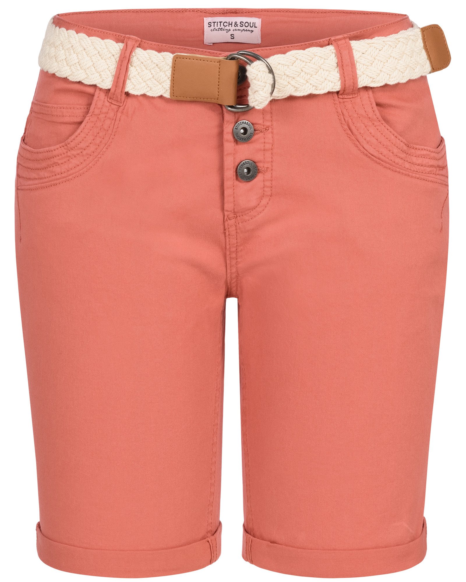 Stitch & Soul Bermudas Damen Short Bermuda kurze Hose Sommer Chino Stoff Ho günstig online kaufen
