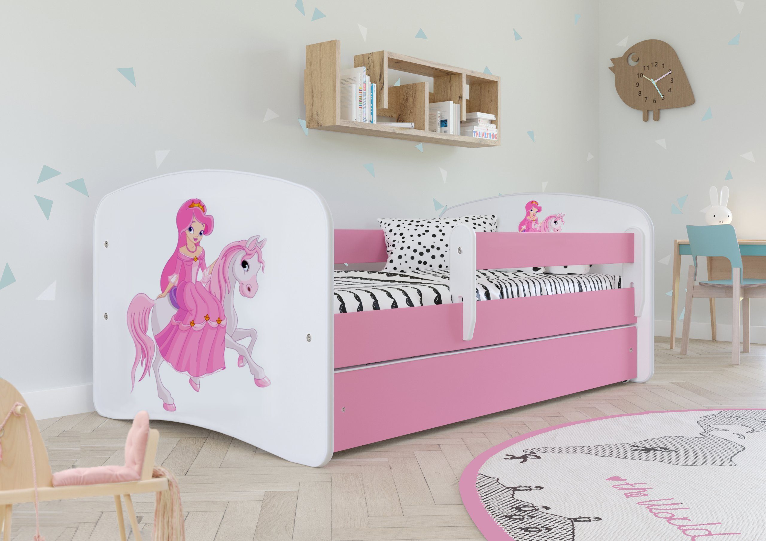 Bjird Kinderbett Babydream 180x80 cm 160x80 cm 140x70 cm (optional mit Matratze, mit Schublade Rausfallschutz und Lattenrost), verschieden Farben und Varianten für Mädchen und Jungen