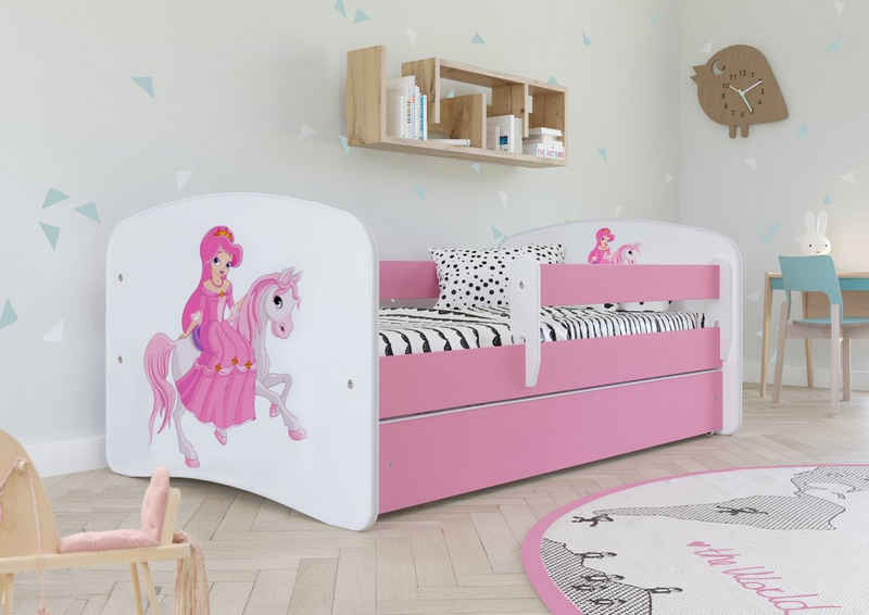 Bjird Kinderbett Babydream 180x80 cm 160x80 cm 140x70 cm (optional mit Matratze, mit Schublade Rausfallschutz und Lattenrost), verschieden Farben und Варіантиn für Mädchen und Jungen