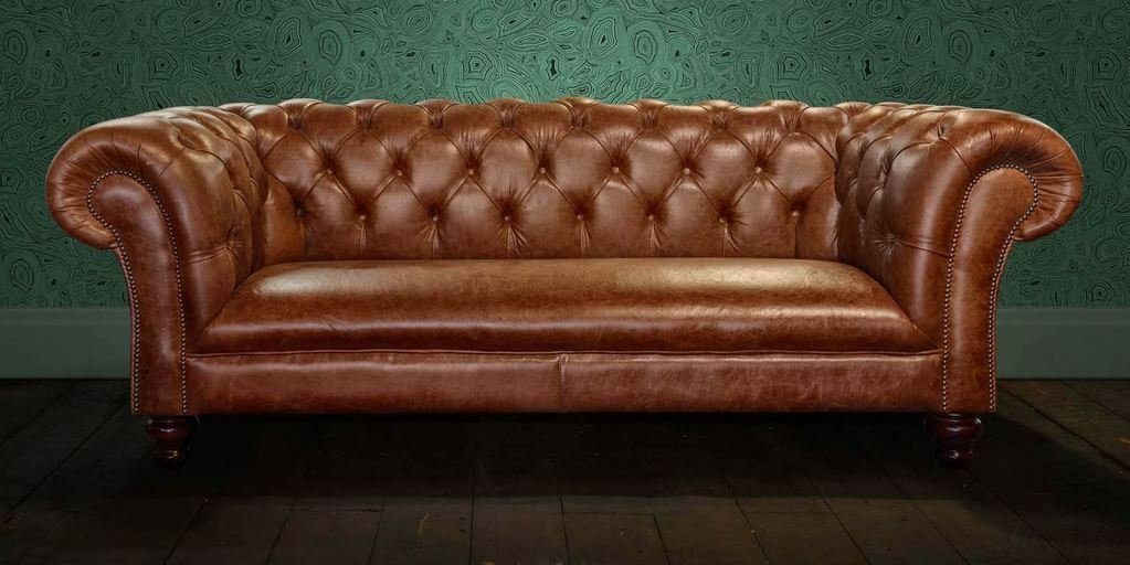 JVmoebel Chesterfield-Sofa, Chesterfield Design Polster Couch Leder Sofa Luxus Vintage Sofas #162