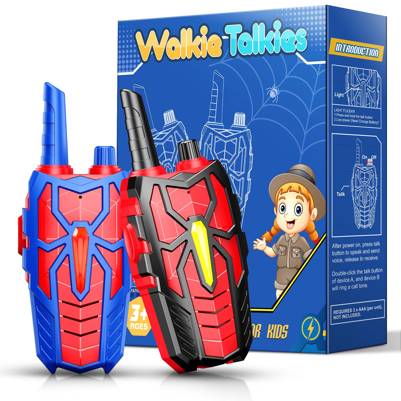 Wootoy Walkie Talkie Funkgeräte Kinder Walkie Talkie Spielzeug klare Sprachübertragung, (Kommunikation mit einer Reichweite von bis zu ca. 300 Metern, 2-St., mit Push-to-Talk-Funktion und einfache Kanalauswahl), Attraktive Geschenkbox für Kinder ab 3 Jahren