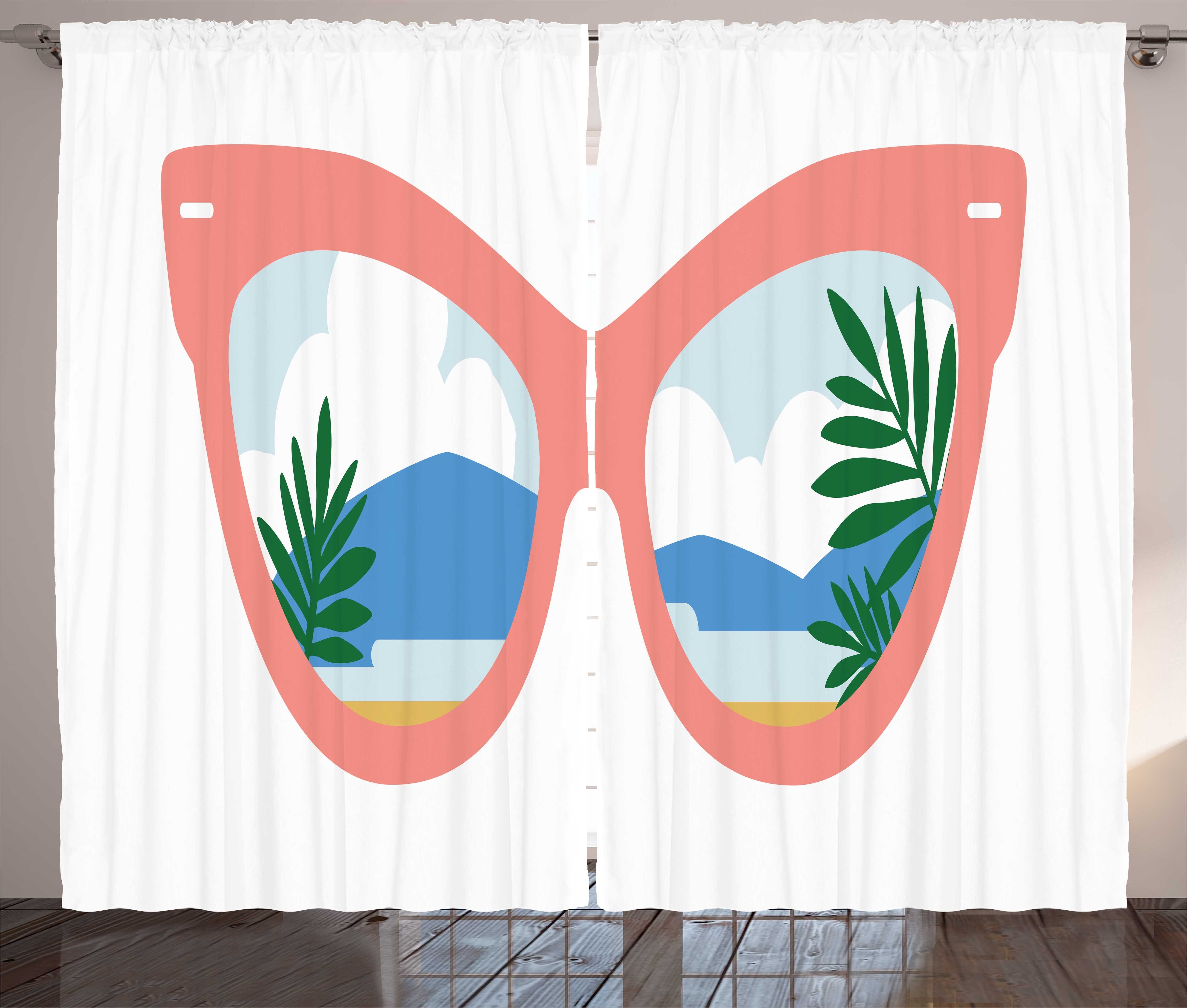 Gardine Schlafzimmer Kräuselband Vorhang mit Schlaufen und Haken, Abakuhaus, Sonnenbrille Strand-Sommer-Accessoire
