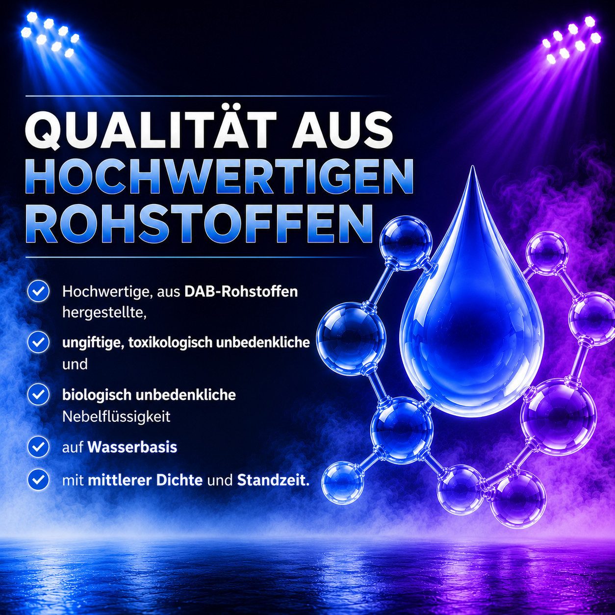 HERRLAN Discolicht STANDARD PARTY Nebelfluid universelle wasserbasierte Nebelflüssigkeit, 1 Liter, mit mittlerer Dichte und Standzeit – Bild 3 von 5