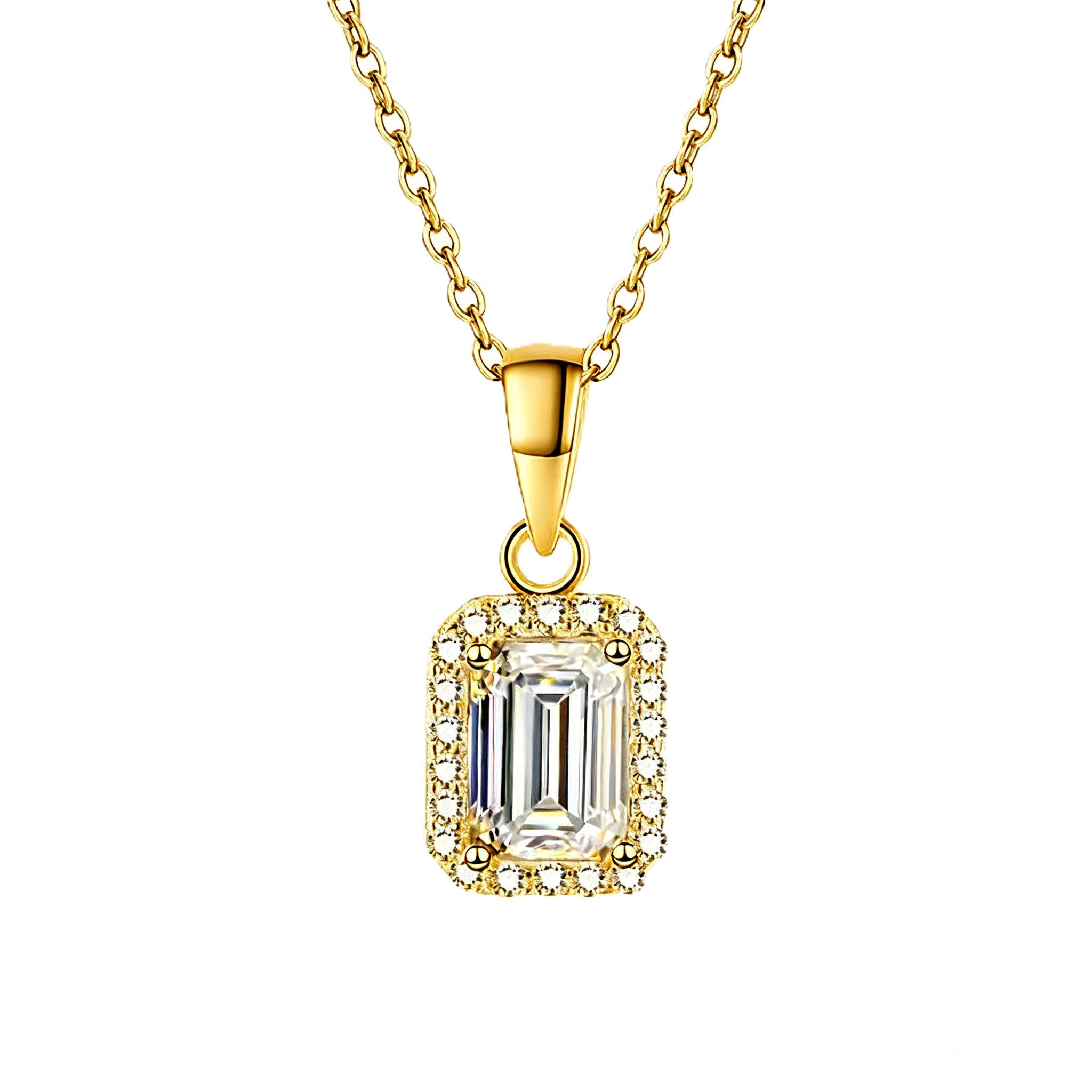 Runde Perlé Kette mit Anhänger Funkelnde Damen Halskette Moissanit 925 Silber, 18K Gold, Echtschmuck mit Zertifikat