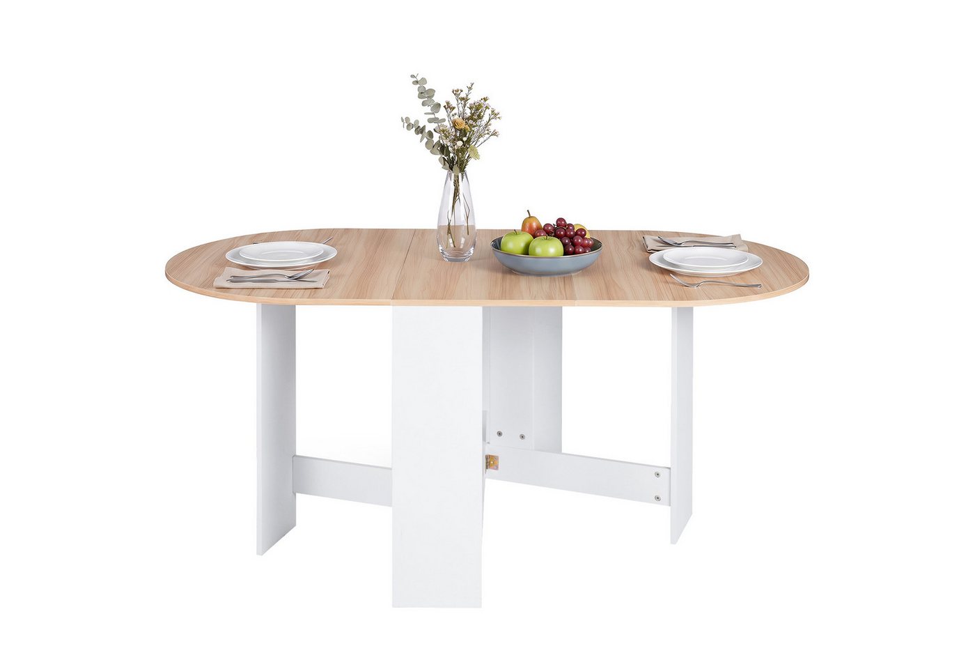 COSTWAY Esstisch Klapptisch, ausziehbar Breite 45-163 x 80 x 75cm, Holz