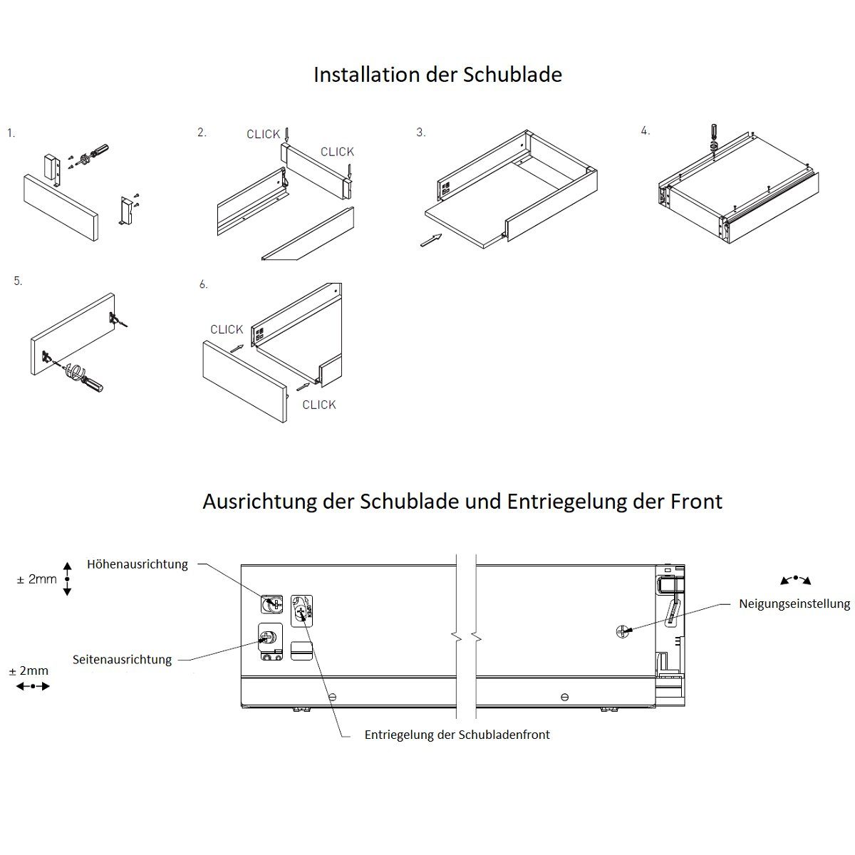 MS Beschläge Auszug Schubladensystem Close Soft Schubkasten-Set Weiß