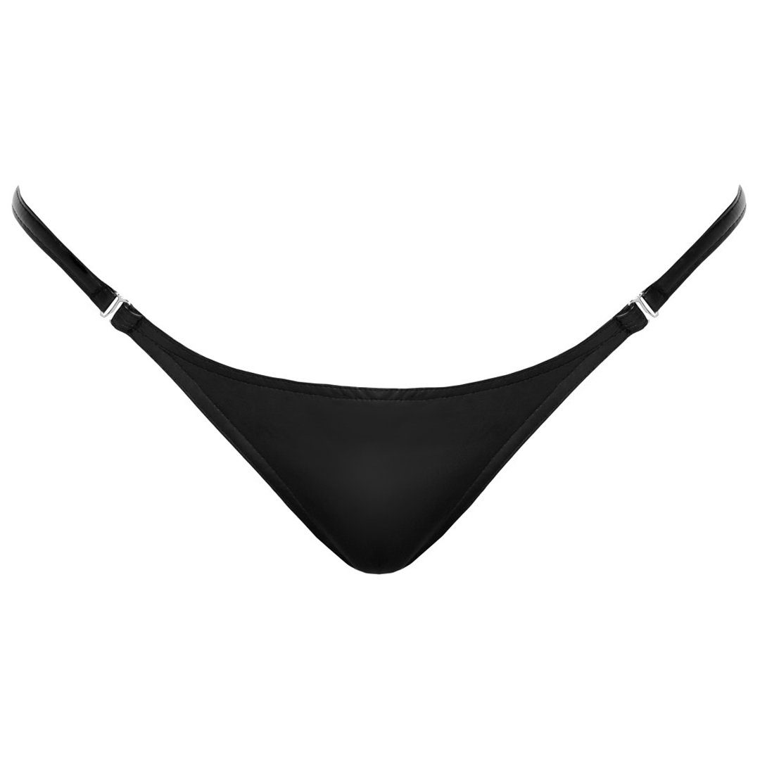 String Wetlook String zum Öffnen - schwarz