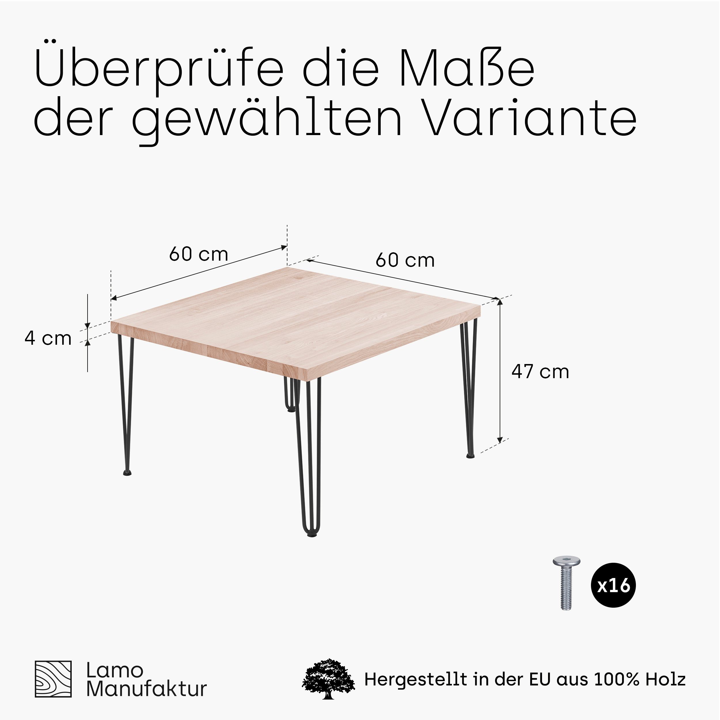 Manufaktur Creative Schwarz Roh LAMO (1 gerade inkl. Metallgestell Tischplatte Kante Esstisch Massivholz Küchentisch Tisch), |