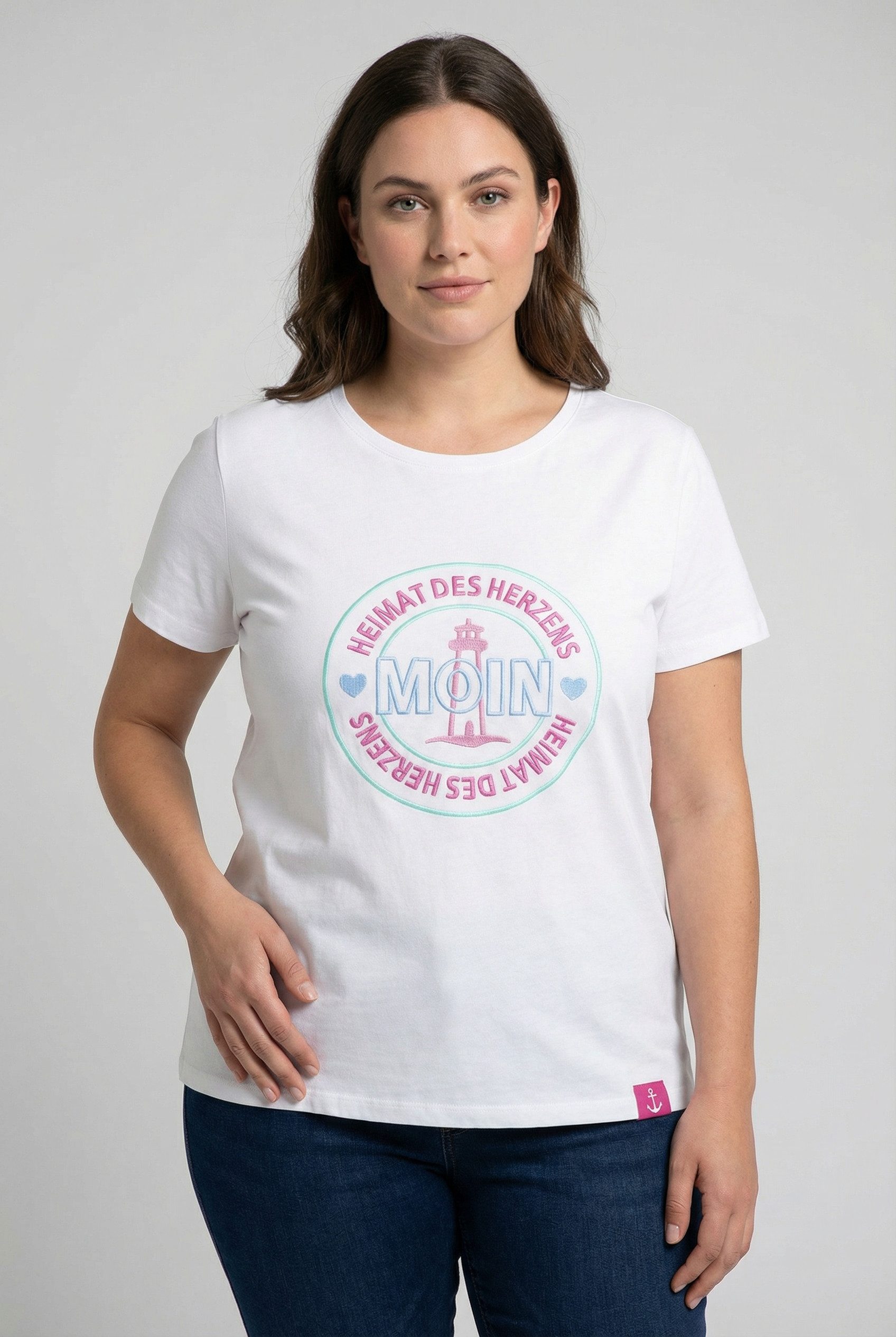 Zwillingsherz T-Shirt "Heimat des Herzens" Stickerei, Kurzarm, Rundhalsausschnitt, maritim