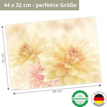 Platzset, Tischset Frühling, Ostern & Blumen - Gelbe Dahlie, Tischsetmacher, (aus Naturpapier in Aufbewahrungsmappe, 12-St., 44 x 32 cm / gelb), Made in Germany