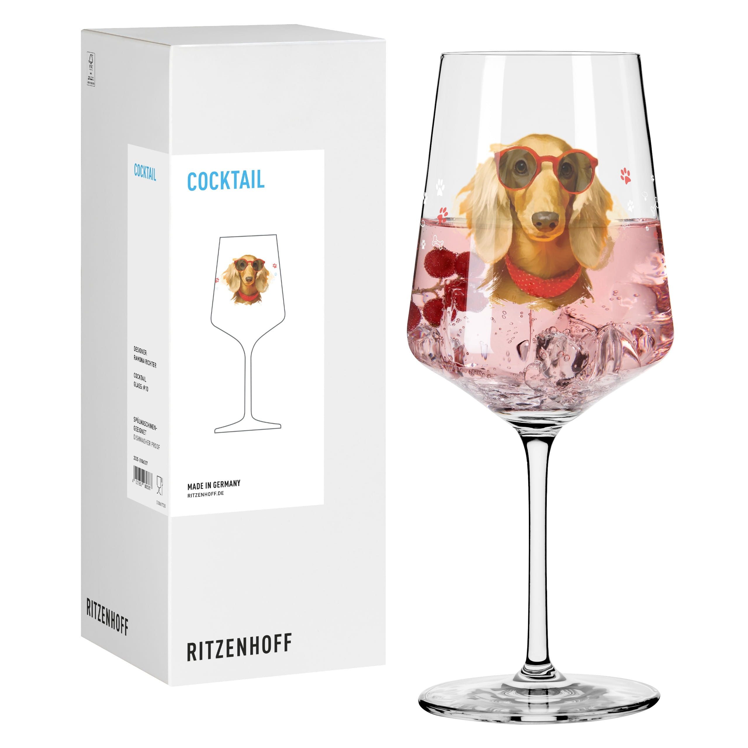 Ritzenhoff Longdrinkglas Tierisch Glücklich, Kristallglas