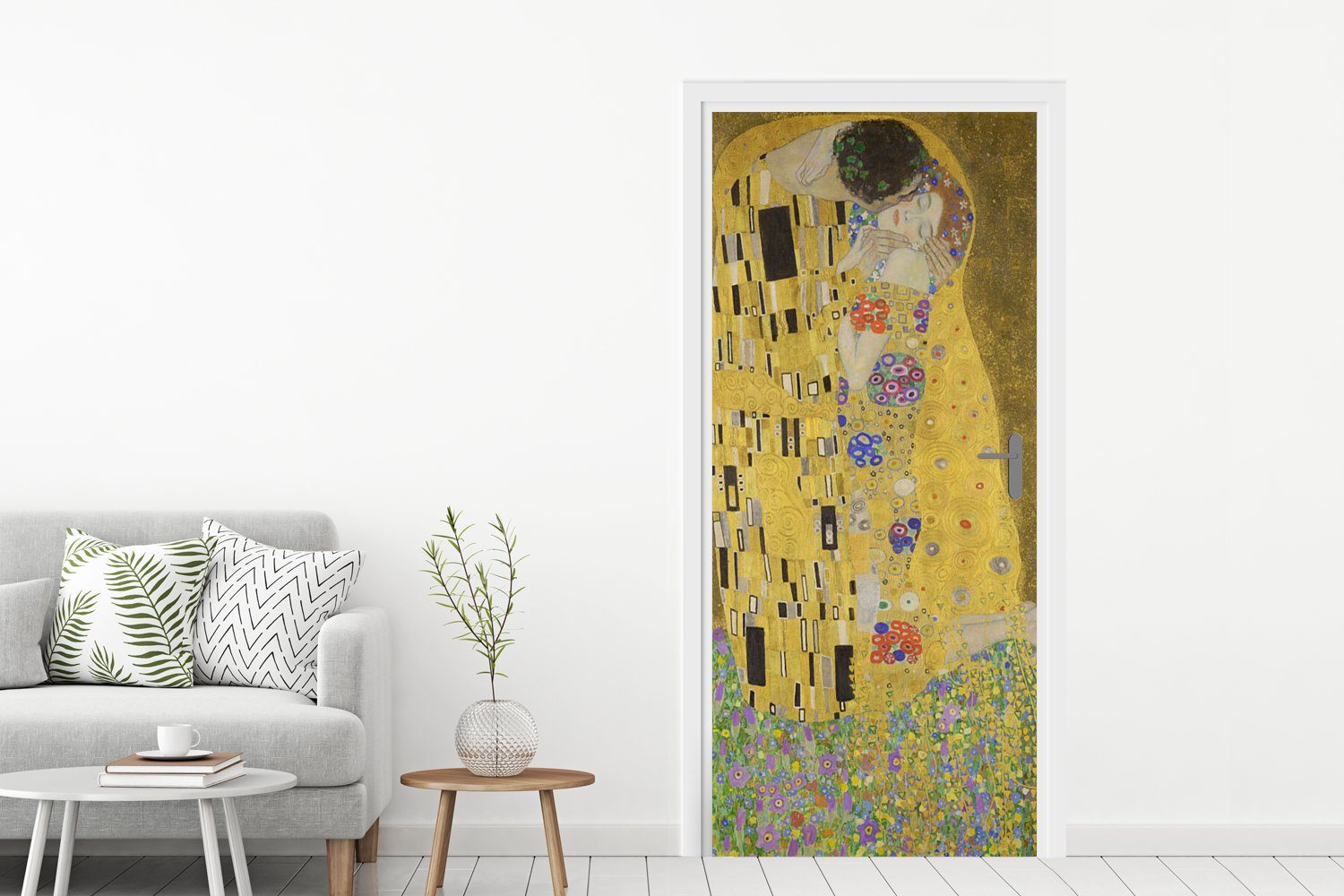 - cm Klimt, Kuss Türaufkleber, Der Tür, MuchoWow für (1 75x205 bedruckt, Gustav St), Fototapete Matt, Türtapete