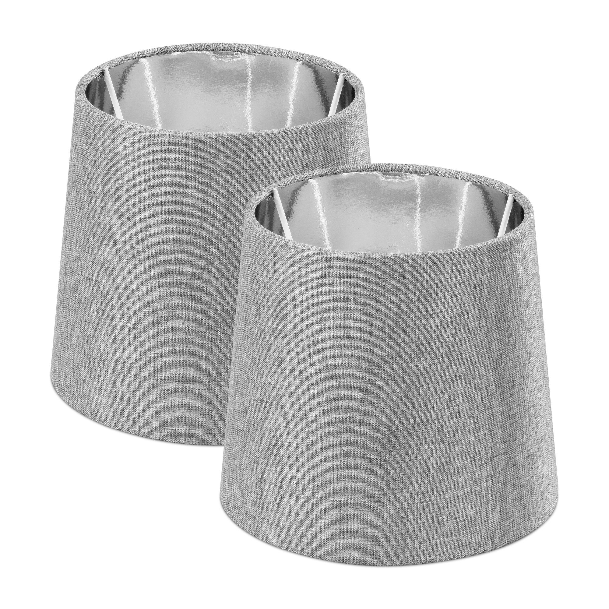 Lampenschirm 2x Lampenschirm Tischlampe E14 rund - 15,2x13,7x17,2cm - Set
