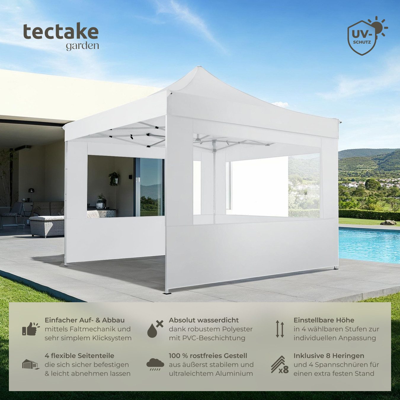 tectake Pavillon Olivia, mit 4 Seitenteilen, günstig online kaufen