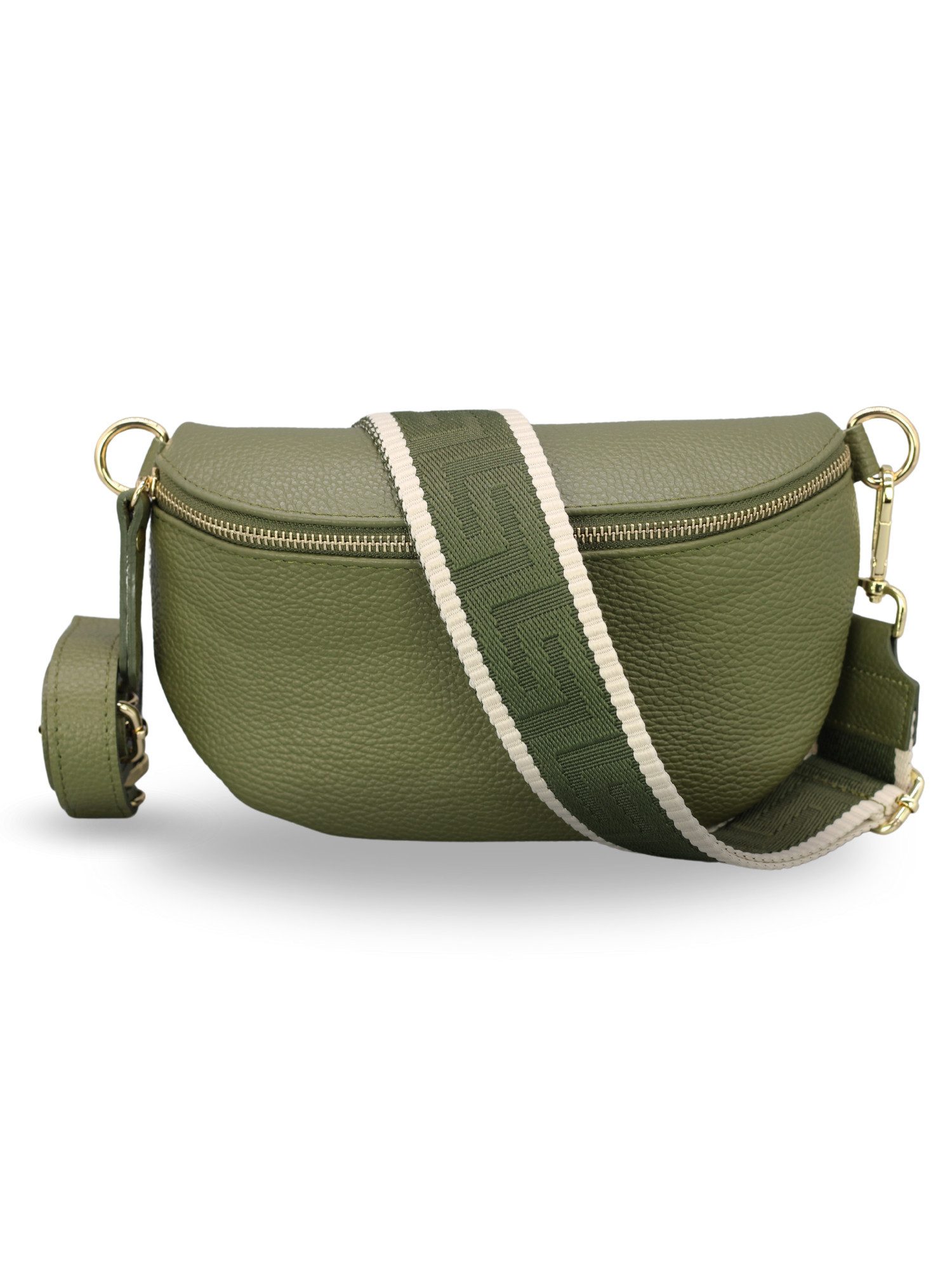 Adel Bags Bauchtasche Damen mit goldenem Reißverschluss, Bauchtasche Leder, hergestellt in Italien, mit 2 Riemen