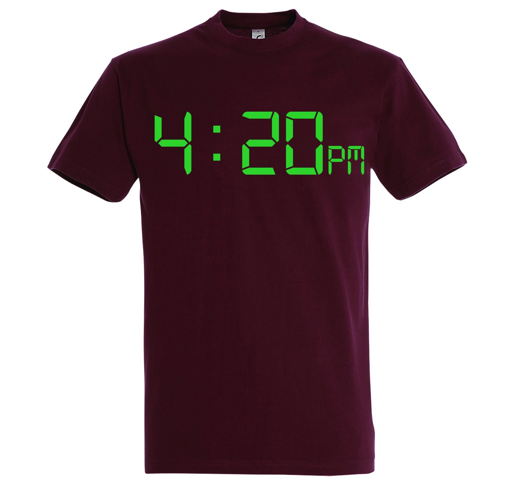 mit Frontprint 4:20 T-Shirt Youth T-Shirt Burgundy Herren Designz lustigem