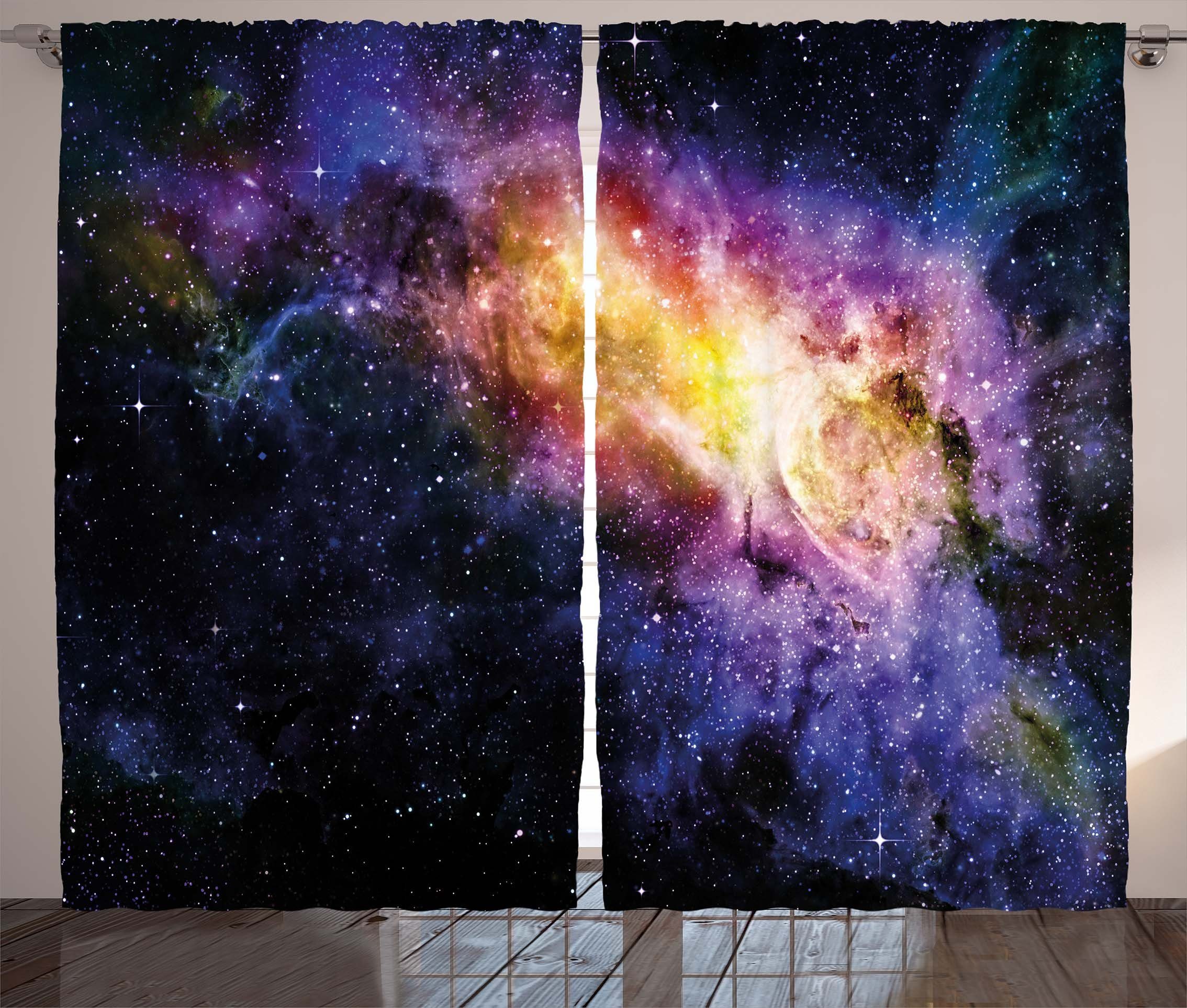 Vorhang Verführerische Schlafzimmer und Gardine Nebula Sterne Kräuselband Haken, Galaxis Schlaufen Abakuhaus, mit