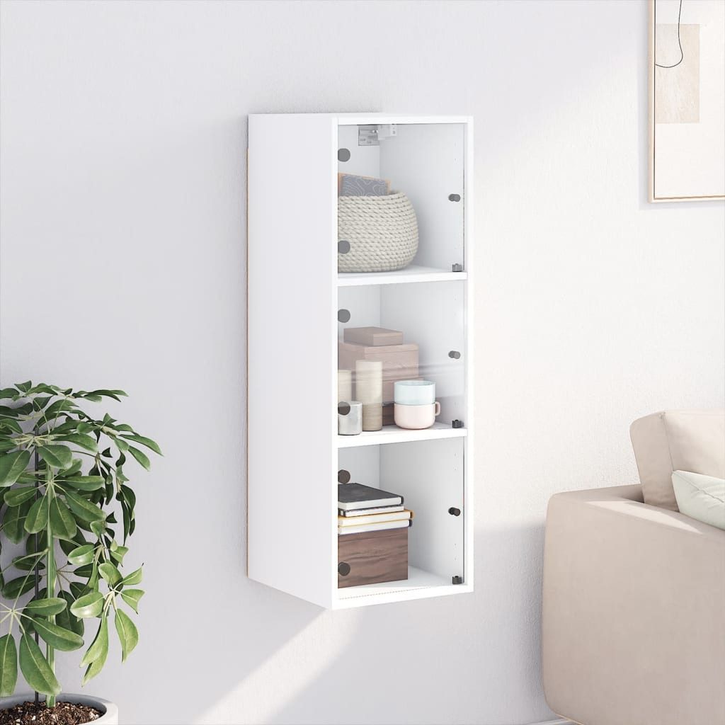 vidaXL Glashängeschrank Wandschrank mit Glastüren Weiß günstig online kaufen